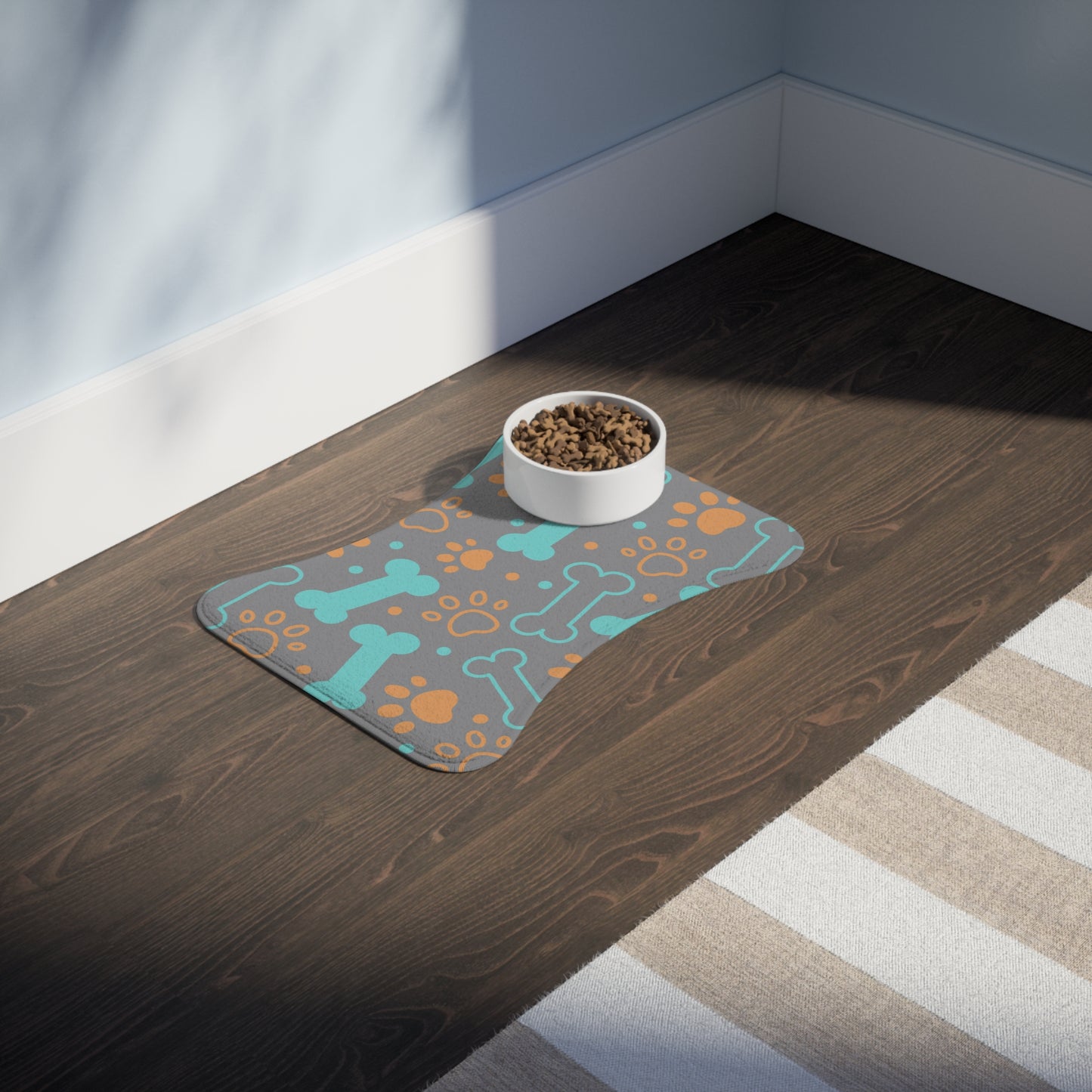 Pet Feeding Mat with Cute Dog Bones and Paws Perfect For Pet Lovers None Slip Floor Protection For Feeding Station