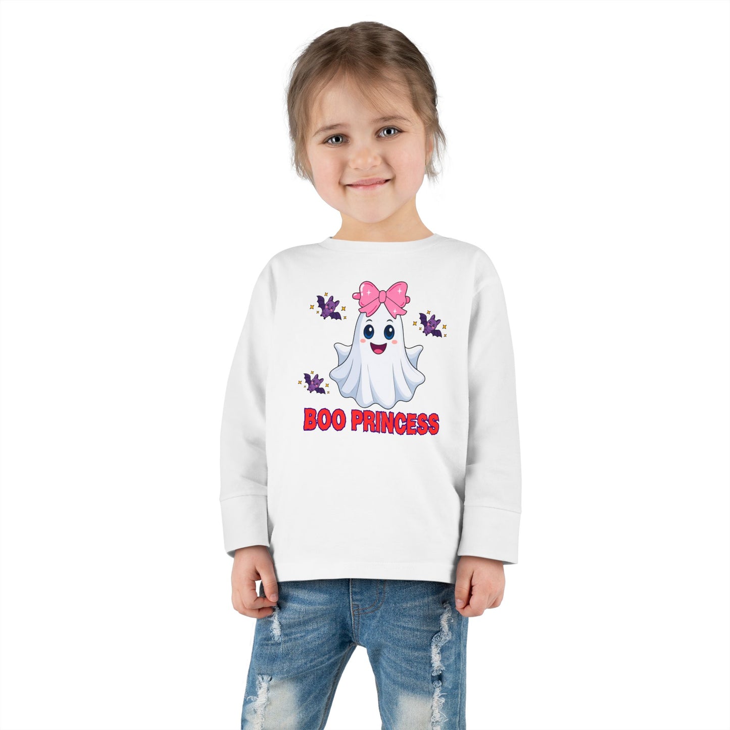 Boo Princess Toddler Long Sleeve Tee Cute Ghost Halloween Family Fun Photo Matching Family Tee Halloween Fun