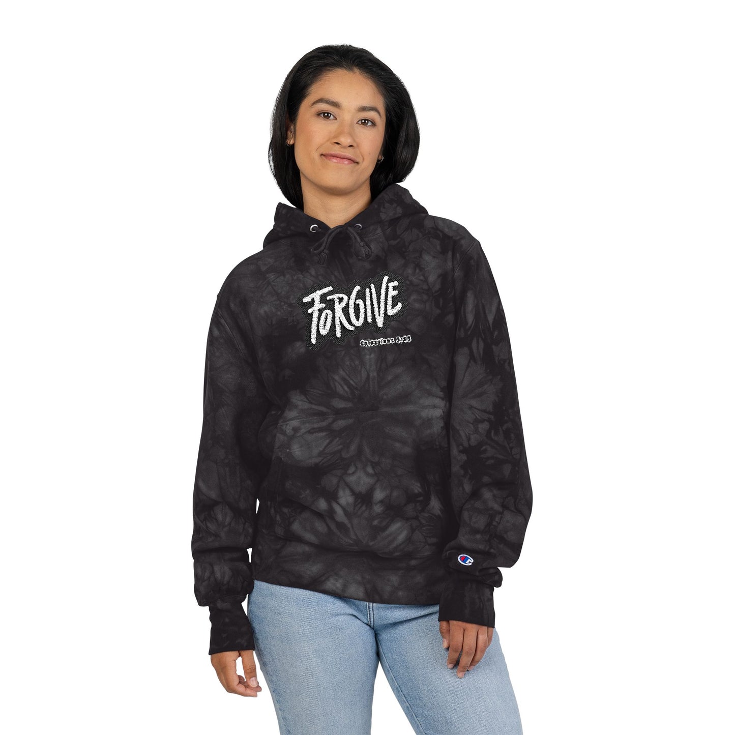Sweatshirt Forgive Tie-Dye Hoodie Unisex Champion Sweatshirt Cozy Gift Casual Wear Unique Style Fashion Statement