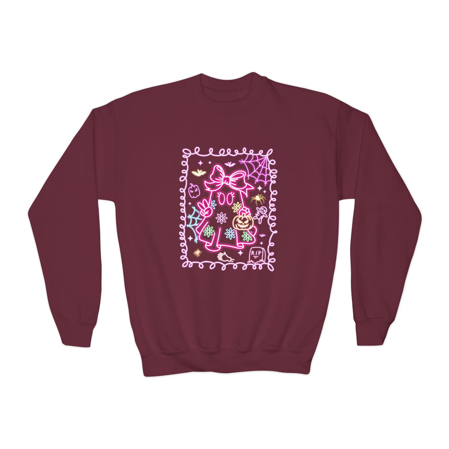 Sweatshirt Youth Crewneck Sweatshirt Cute Pastel Floral Design Cozy Gift for Kids Perfect for Birthdays Spring and Everyday Wear