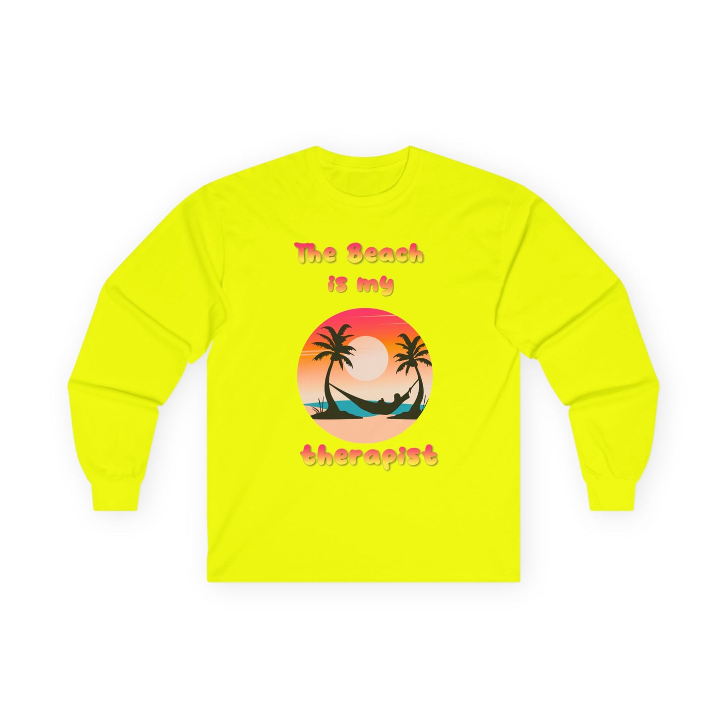 T-Shirt Beach Therapy Long Sleeve Tee Unisex Cotton Shirt for Beach Lovers Gifts for Vacation Summer Ocean Enthusiasts Relaxation