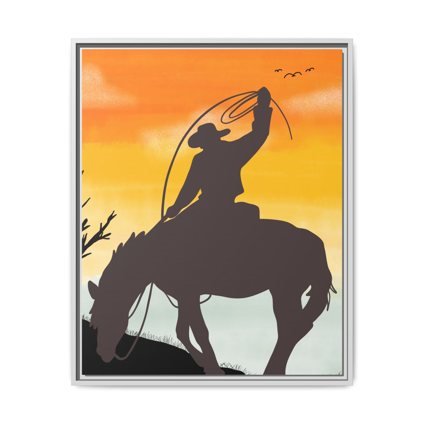 Framed Cowboy Rodeo Art Print Canvas Wall Decor Western Home Decor Rustic Cowboy Gift Equestrian Wall Art Country Themed Art Housewarming Gift