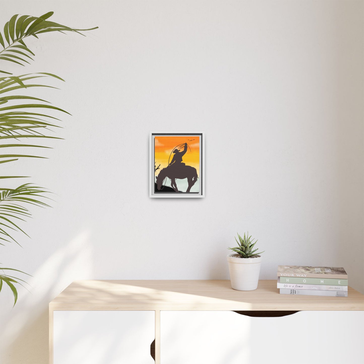Framed Cowboy Rodeo Art Print Canvas Wall Decor Western Home Decor Rustic Cowboy Gift Equestrian Wall Art Country Themed Art Housewarming Gift