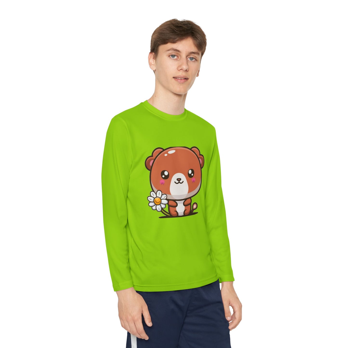 T-Shirt Cute Bear Youth Long Sleeve Competitor Tee Kids Bear Shirt Playful Tee for Boys and Girls Adorable Spring Apparel Gift