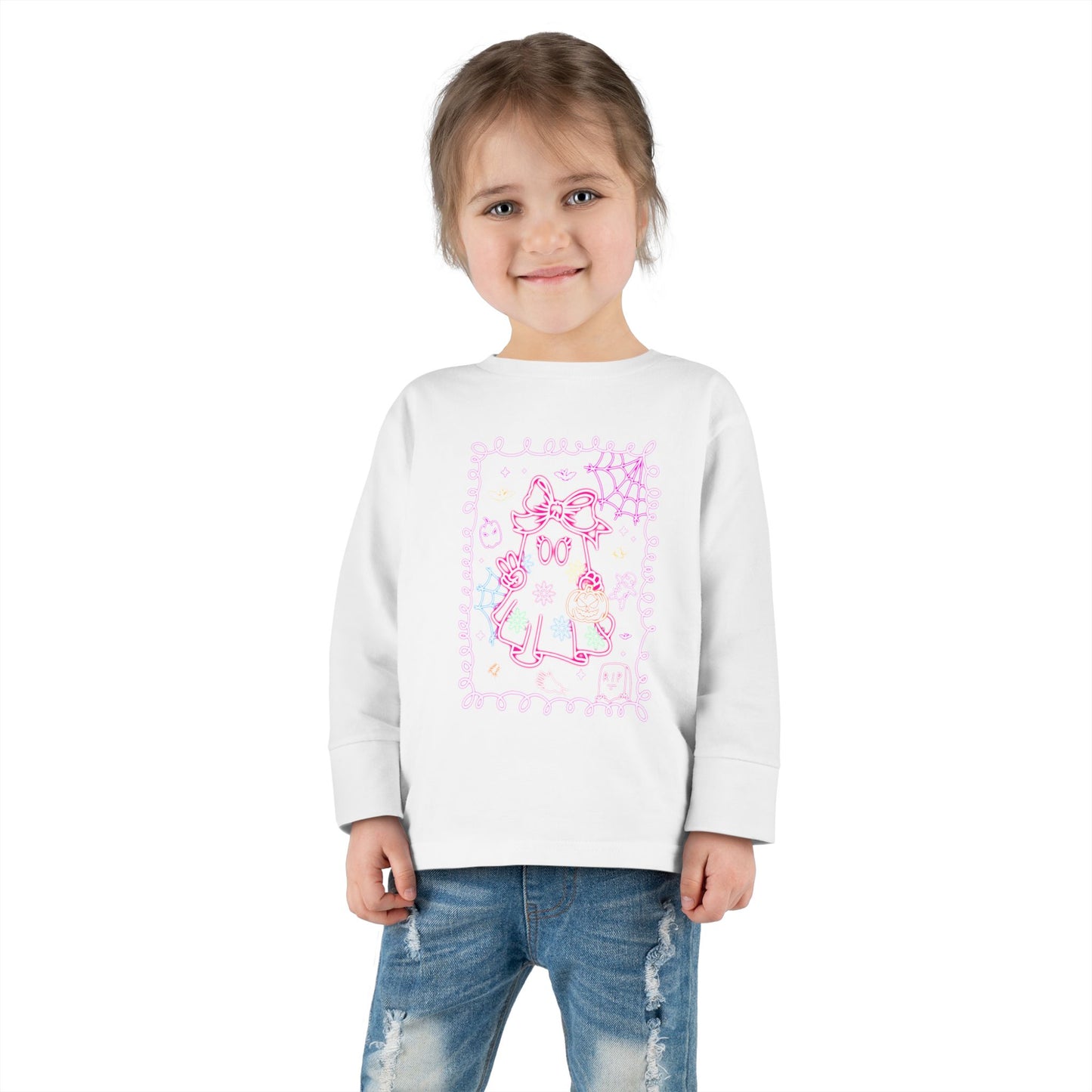T-Shirt Cute Cat Toddler Long Sleeve Tee Adorable Gift Kids' Fashion Playdate Outfit Baby Shower Present Everyday Wear Halloween