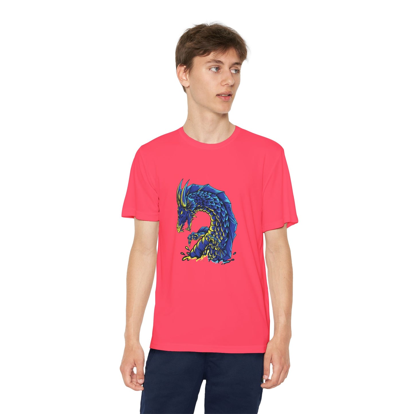 T-Shirt Youth Dragon Graphic Tee Competitive Spirit Shirt for Kids Epic Dragon Art Birthday Gift Sports Event Apparel