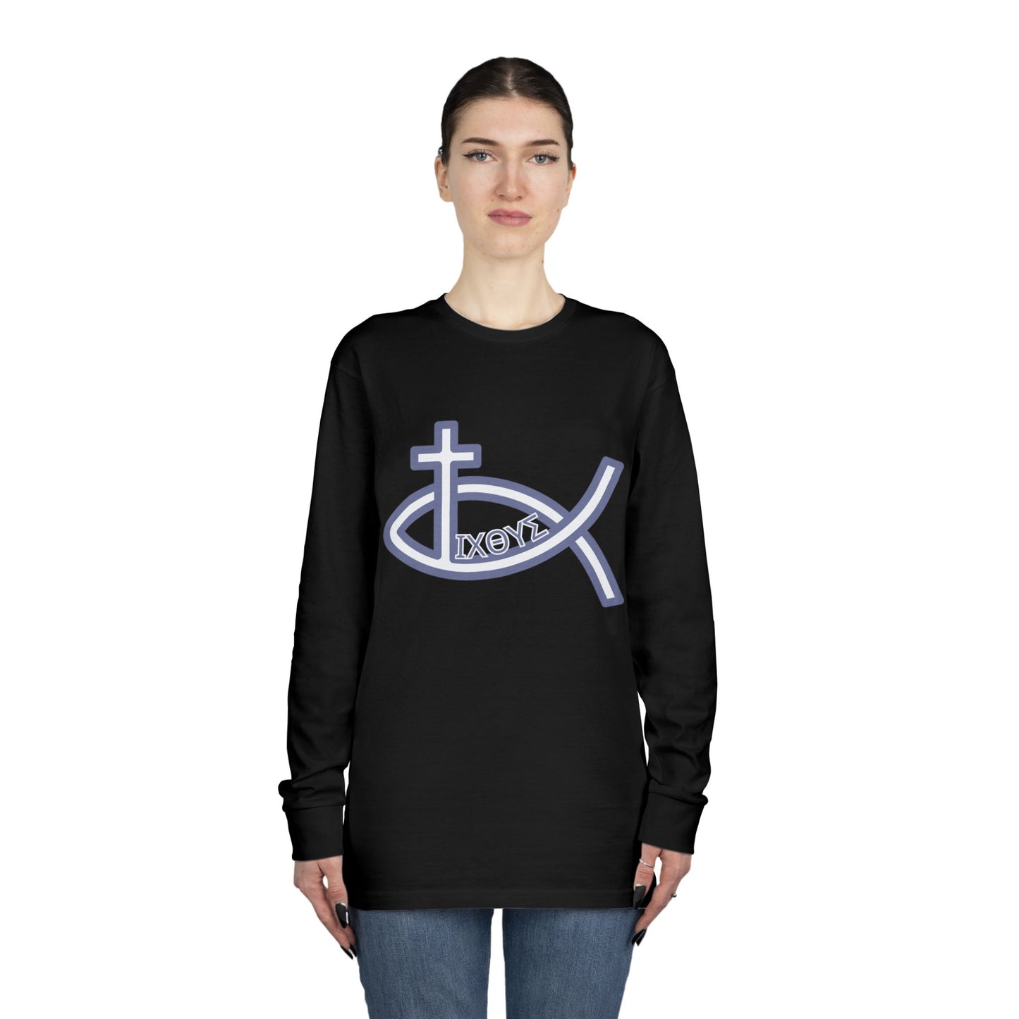 Faith-Inspired Long Sleeve Crewneck Tee - Perfect for Believers, Christian Gifts, Religious Apparel, Everyday Wear, Inspirational Clothing