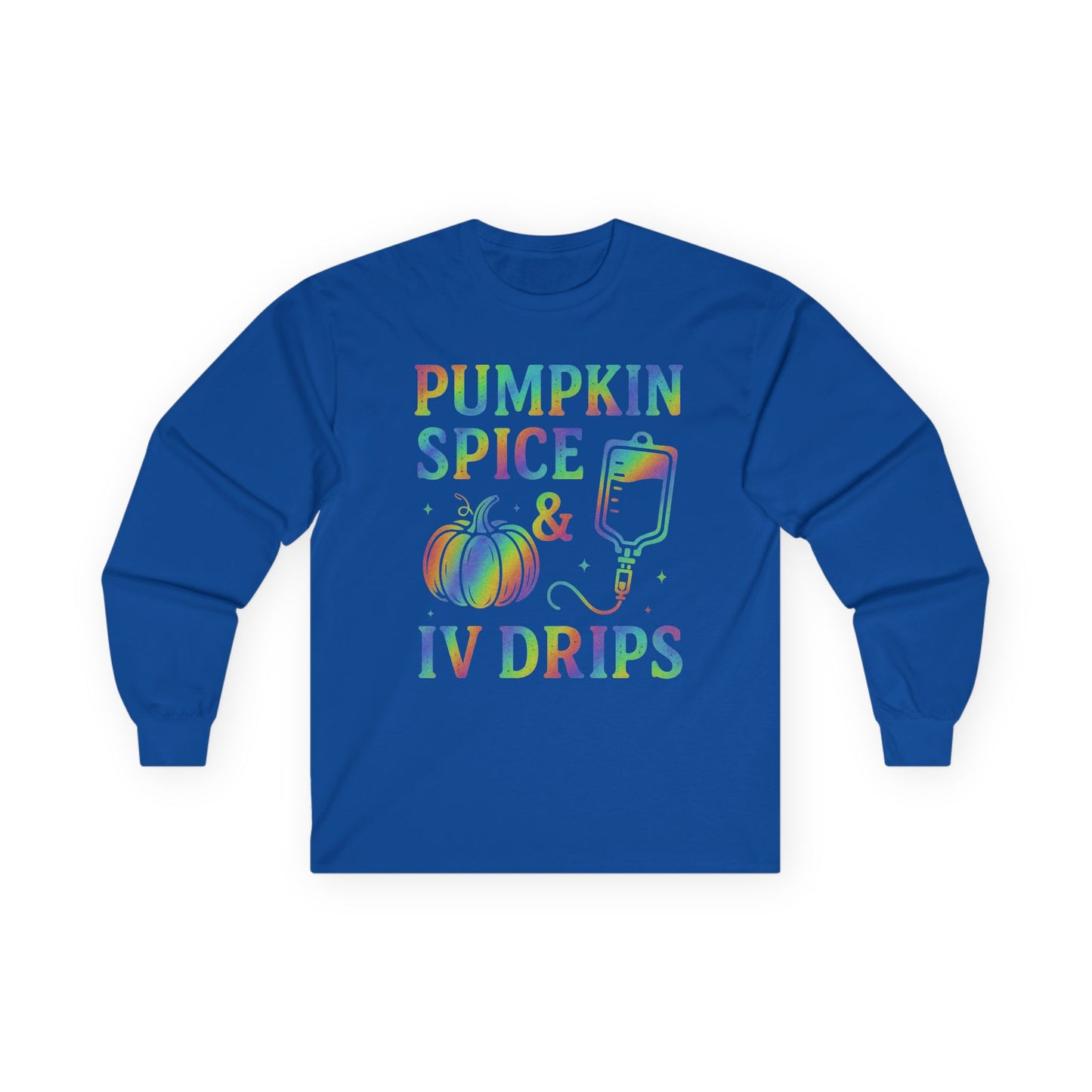 Pumpkin Spice IV Drips Long Sleeve Tee, Autumn Shirt, Fall Fashion, Halloween Apparel, Cozy Gift