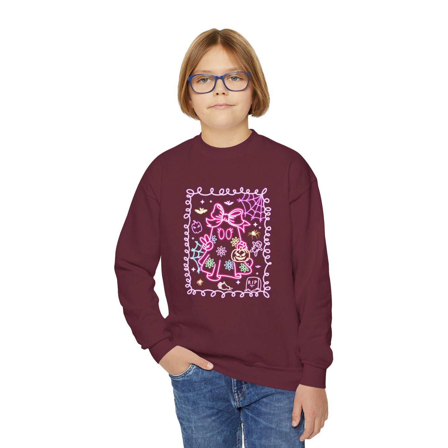 Sweatshirt Youth Crewneck Sweatshirt Cute Pastel Floral Design Cozy Gift for Kids Perfect for Birthdays Spring and Everyday Wear