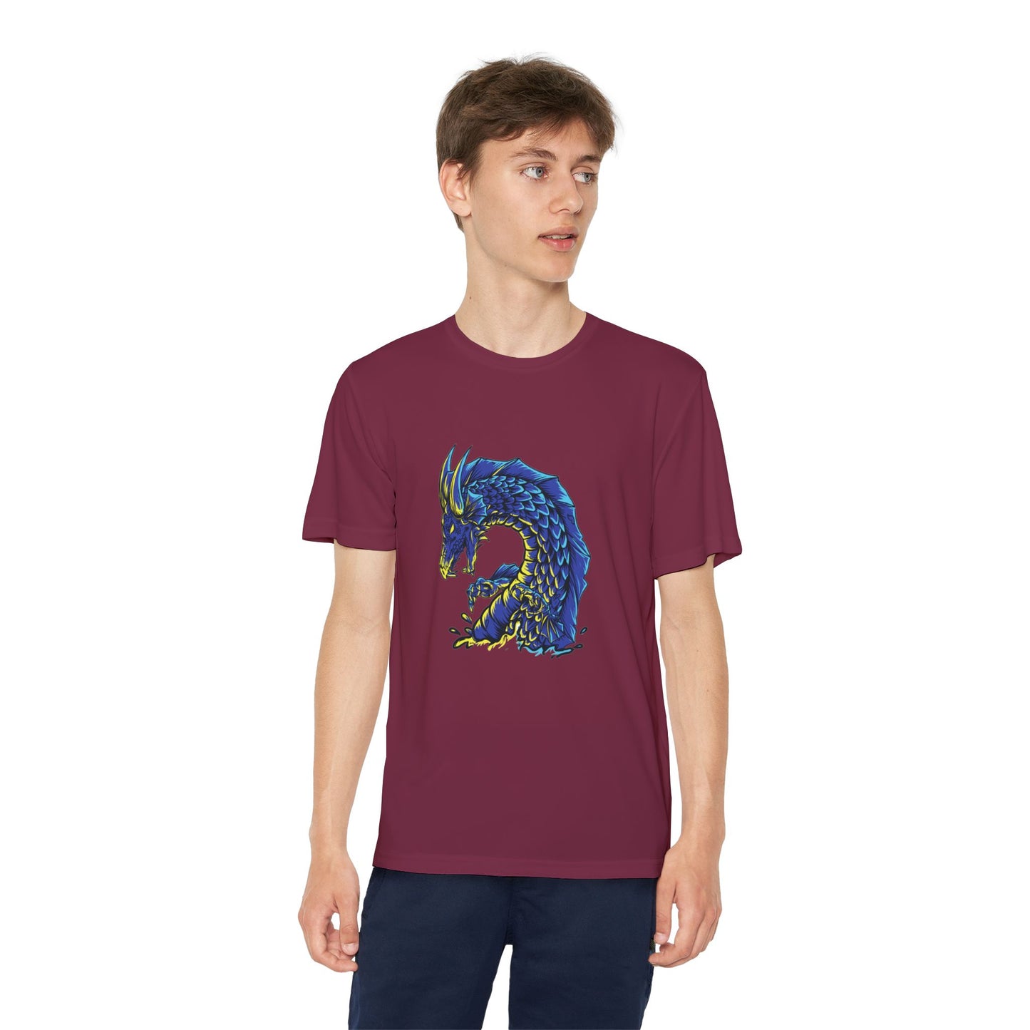T-Shirt Youth Dragon Graphic Tee Competitive Spirit Shirt for Kids Epic Dragon Art Birthday Gift Sports Event Apparel
