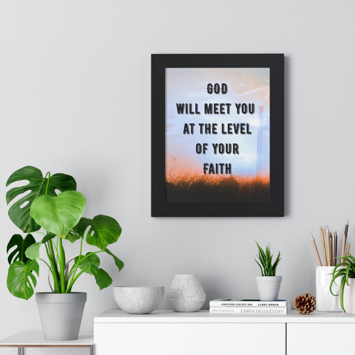 Framed Vertical Poster for Home Decor Motivational Wall Art Faith-Based Gift Spiritual Decor Inspirational Christian
