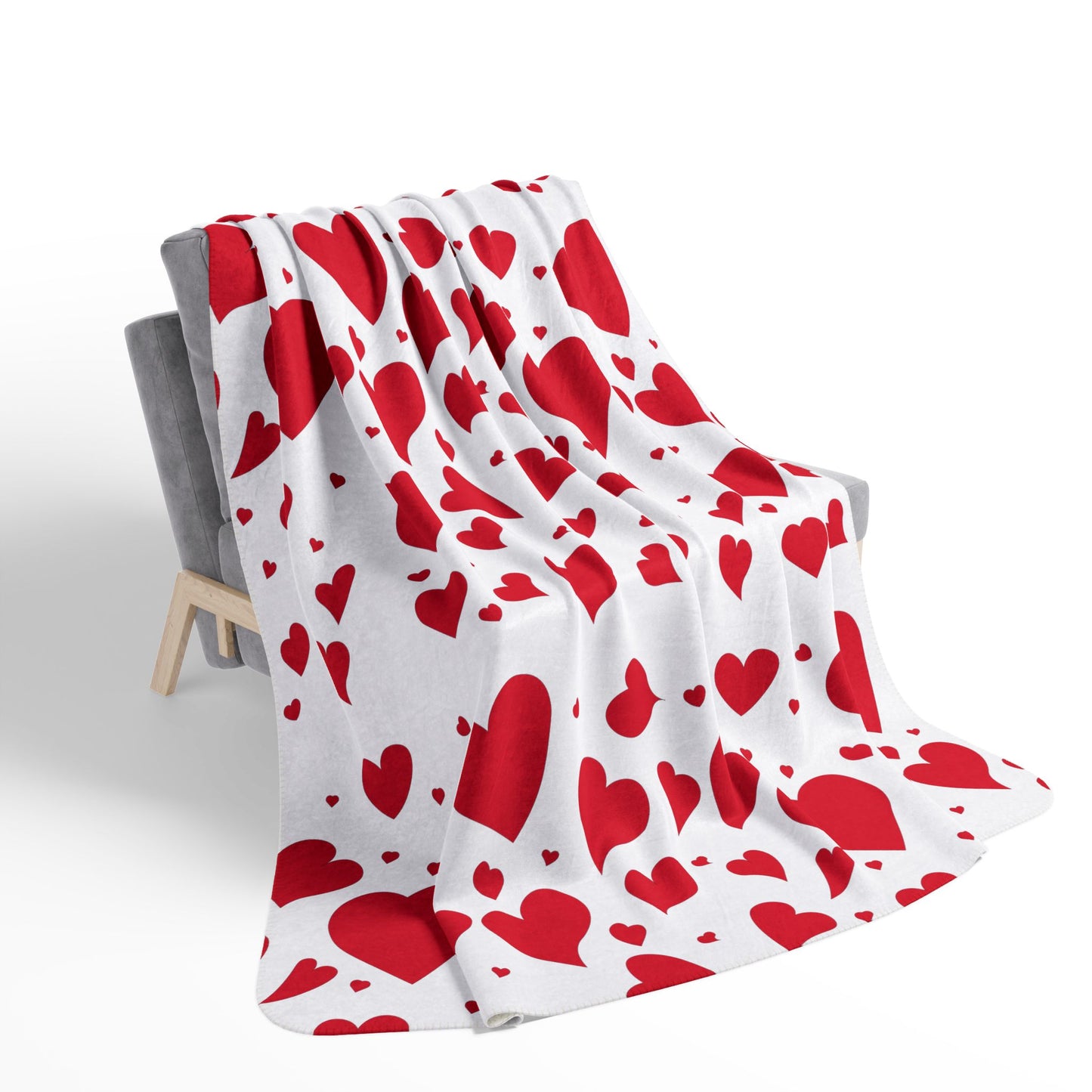Valentine Heart Fleece Sherpa Blanket — Cozy Red Heart Throw for Romantic Gifts