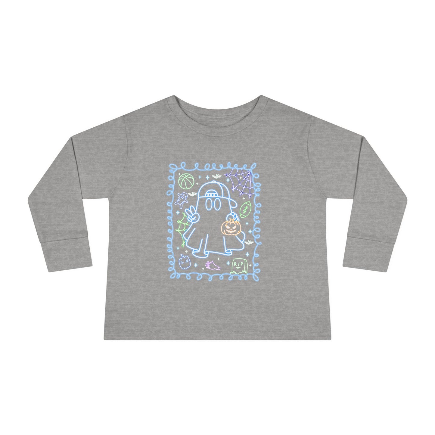 T-Shirt Cute Ghost Toddler Long Sleeve Tee Halloween Gift Kids' Halloween Shirt Autumn Outfit Playful Toddler Clothing