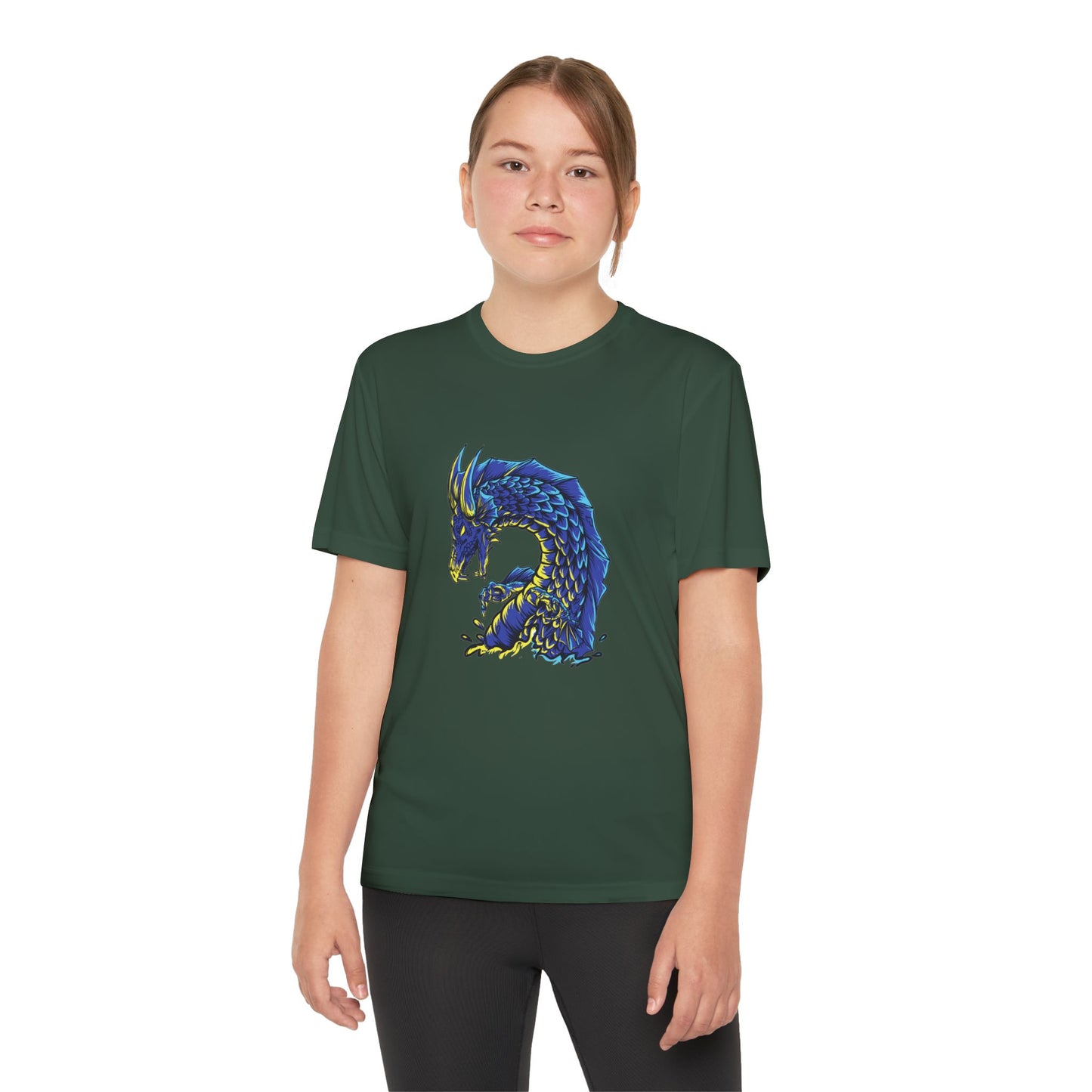 T-Shirt Youth Dragon Graphic Tee Competitive Spirit Shirt for Kids Epic Dragon Art Birthday Gift Sports Event Apparel