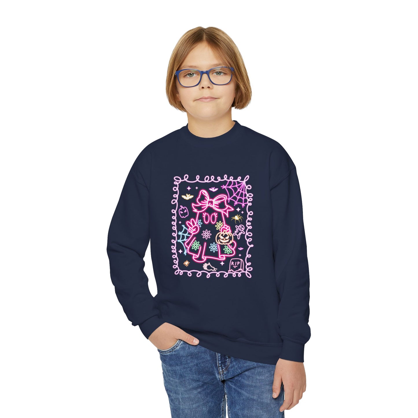 Sweatshirt Youth Crewneck Sweatshirt Cute Pastel Floral Design Cozy Gift for Kids Perfect for Birthdays Spring and Everyday Wear