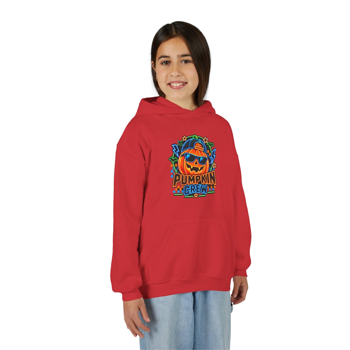 Youth Pumpkin Crew Hoodie — Cute Jack-O’-Lantern Halloween Sweatshirt