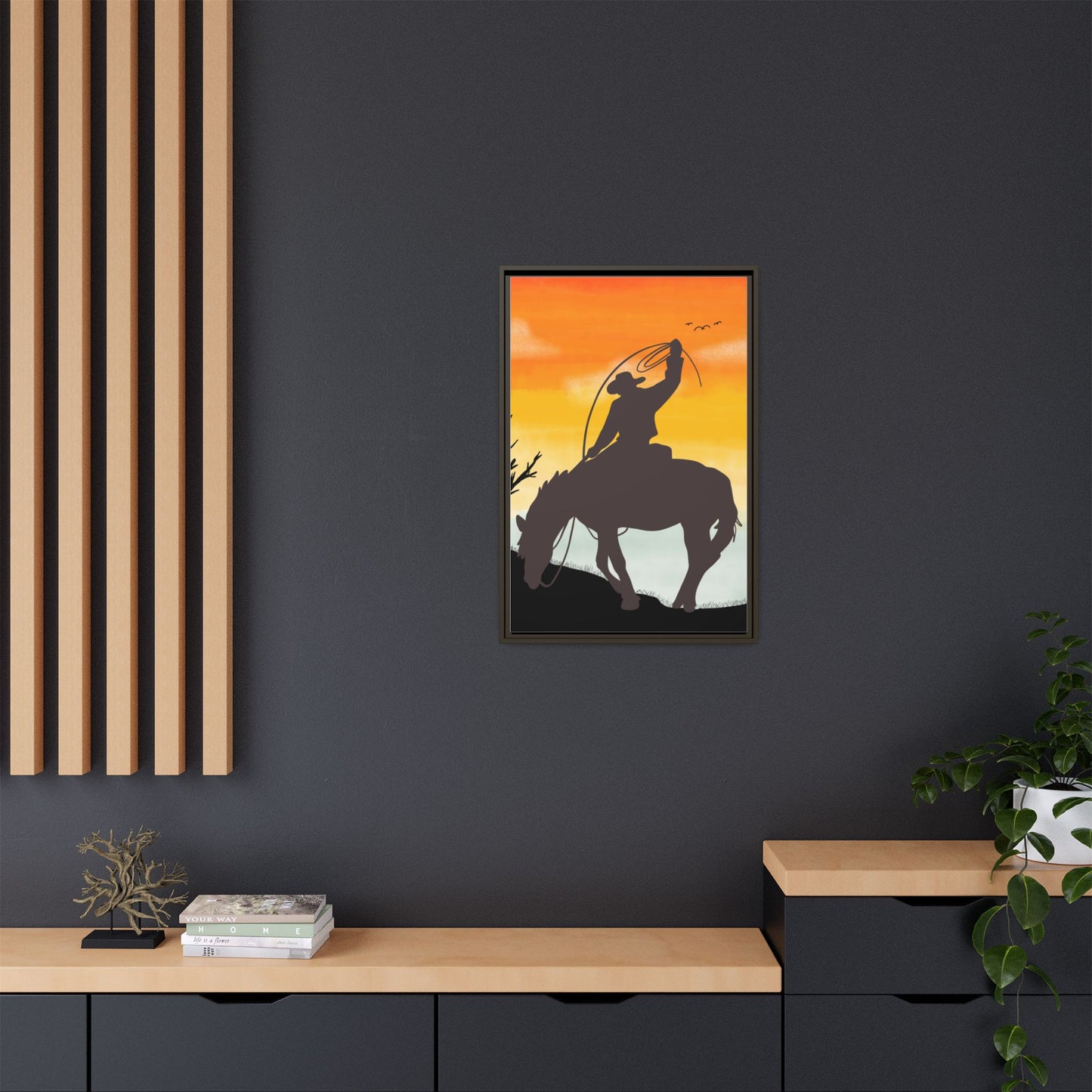 Framed Cowboy Rodeo Art Print Canvas Wall Decor Western Home Decor Rustic Cowboy Gift Equestrian Wall Art Country Themed Art Housewarming Gift