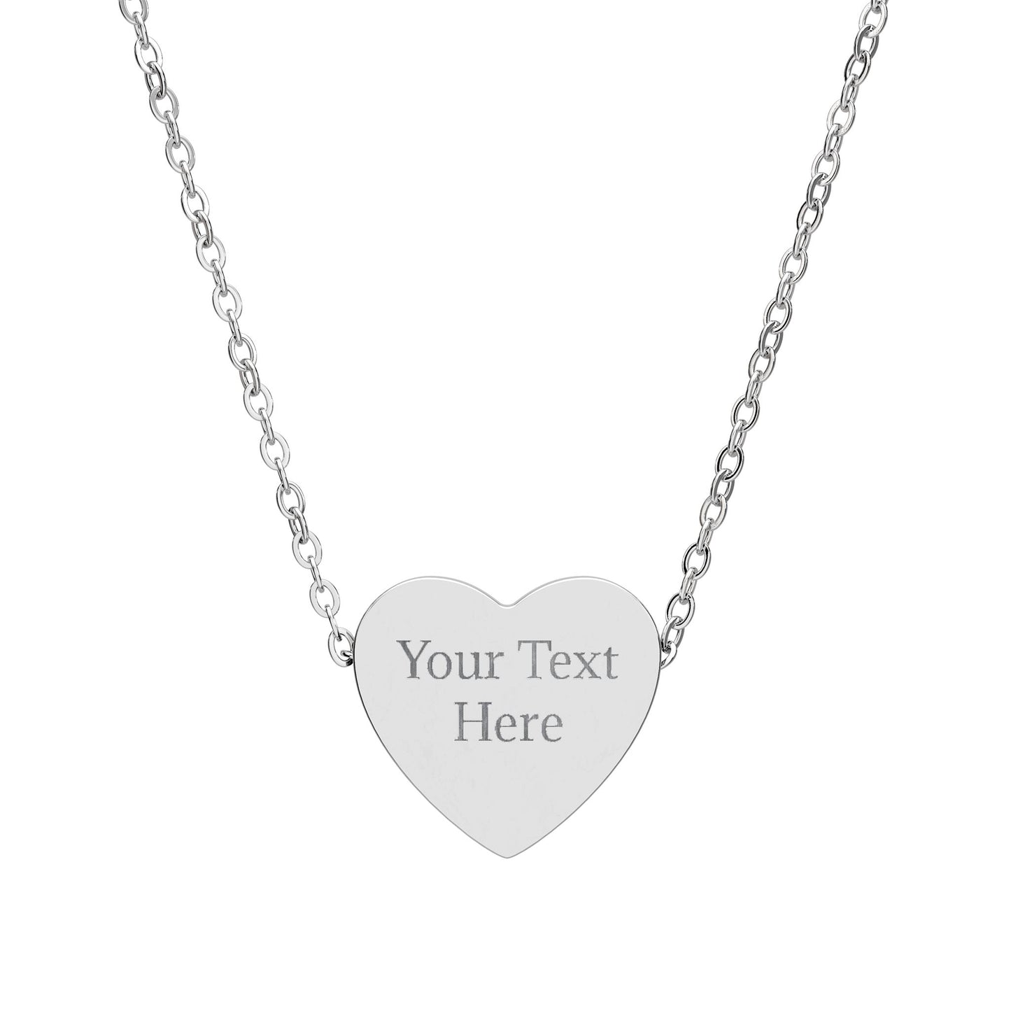 Engravable Heart Necklace — Personalized "Your Text Here" Pendant