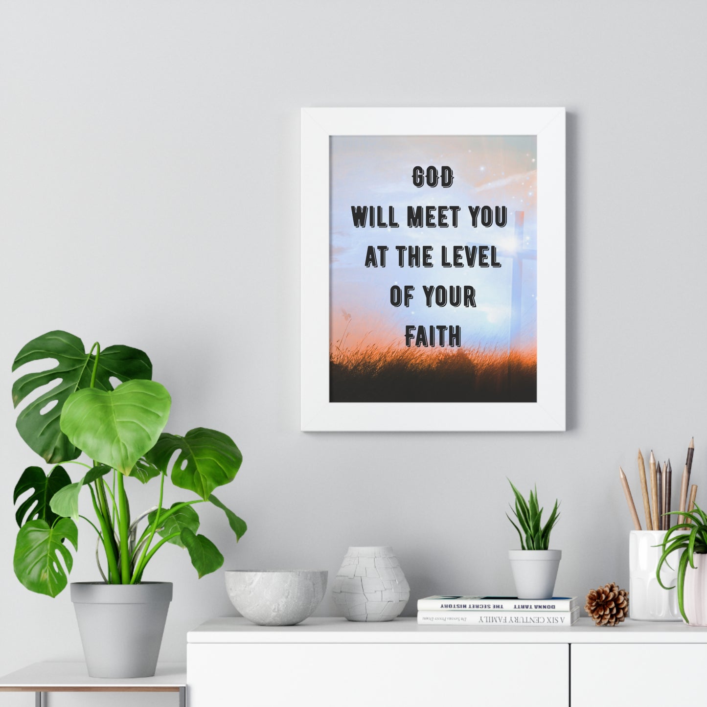 Framed Vertical Poster for Home Decor Motivational Wall Art Faith-Based Gift Spiritual Decor Inspirational Christian