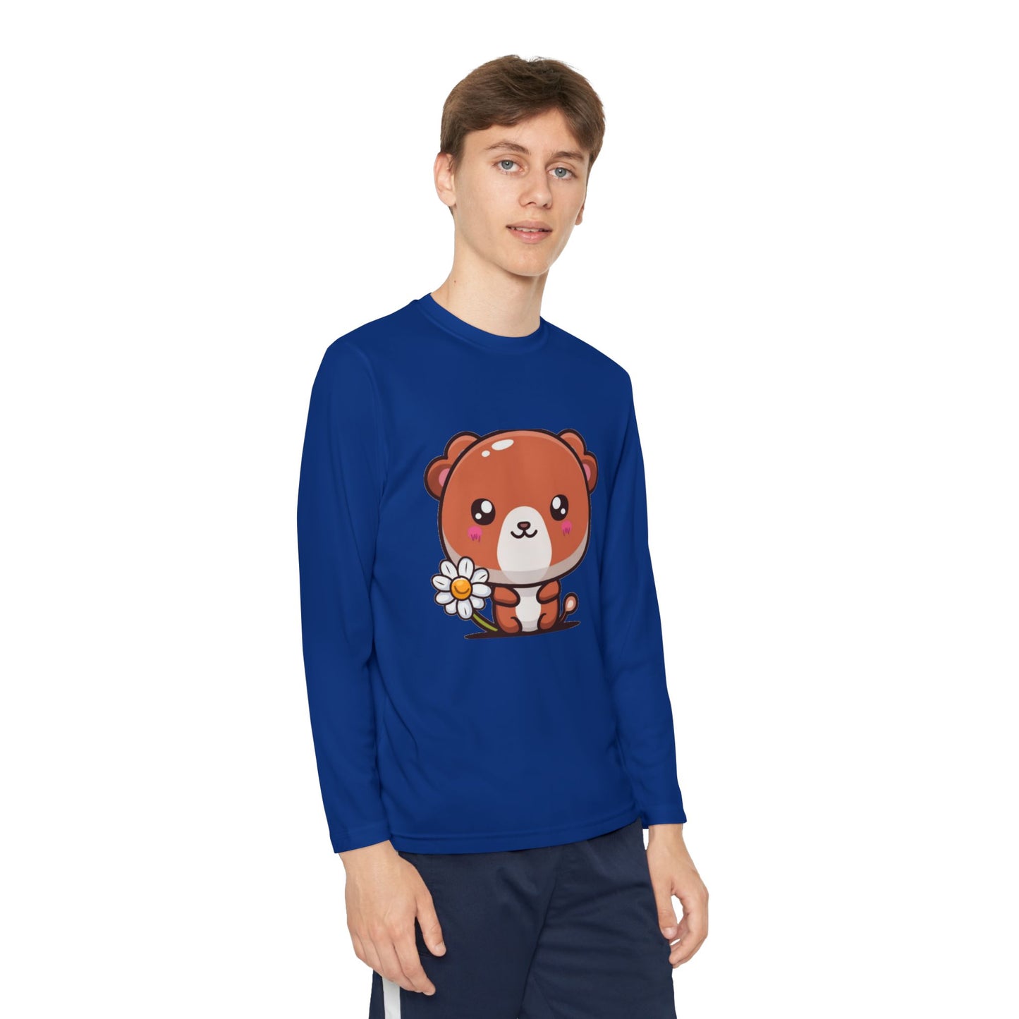 T-Shirt Cute Bear Youth Long Sleeve Competitor Tee Kids Bear Shirt Playful Tee for Boys and Girls Adorable Spring Apparel Gift