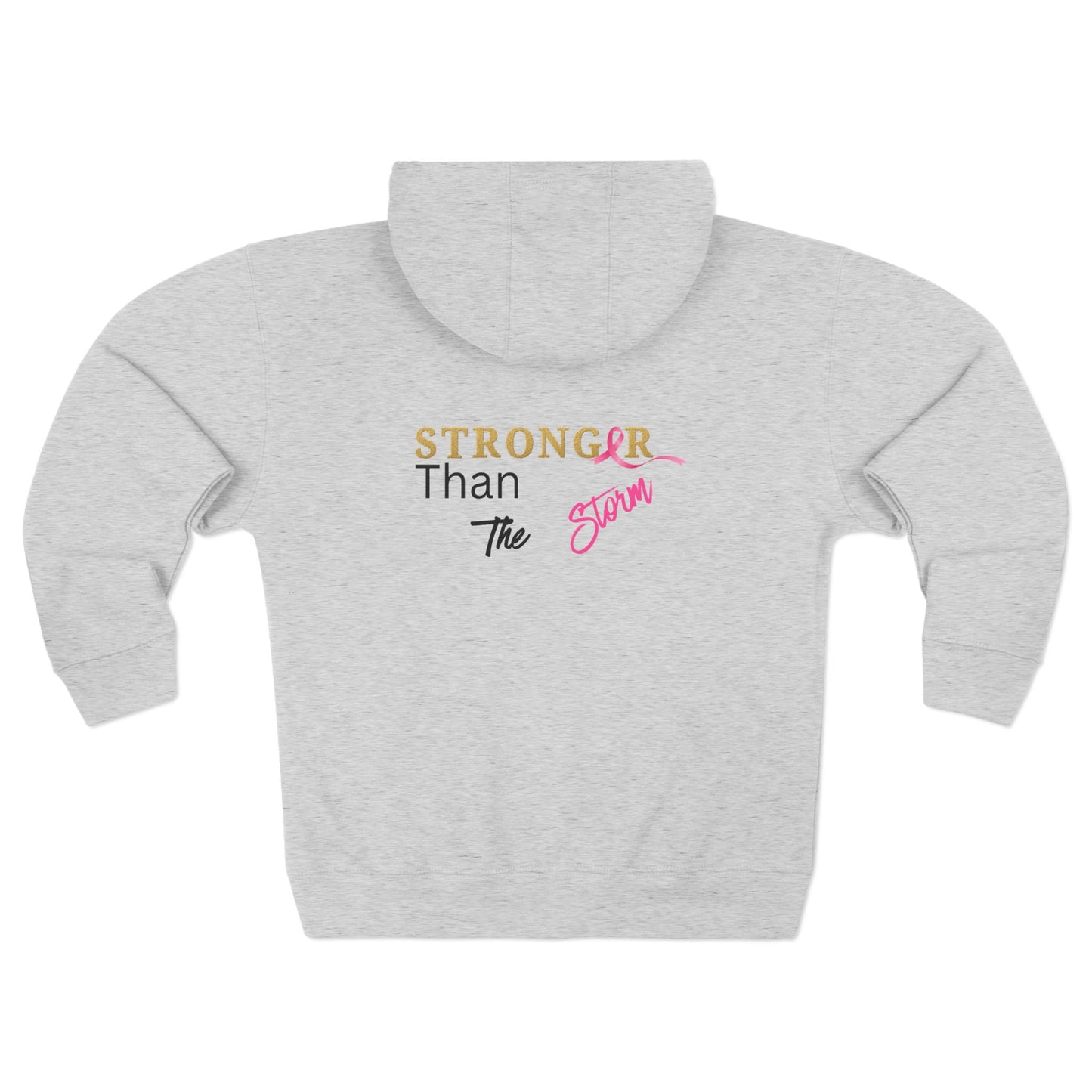 Sweatshirt Breast Cancer Awareness Unisex Zip Hoodie - Stronger Than The Storm Cool Weather Wear