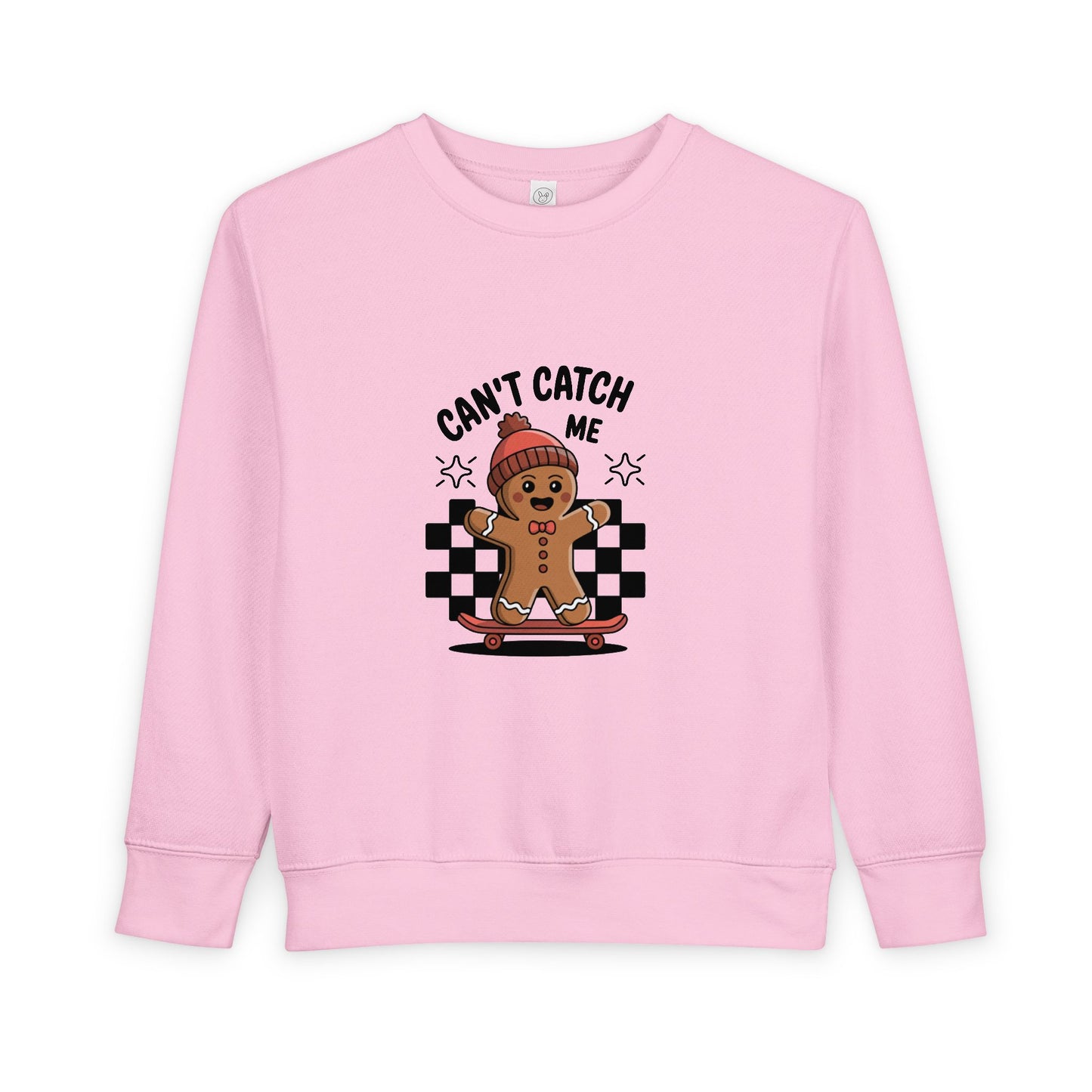 T-Shirt Playful Toddler Sweatshirt with 'Can’t Catch Me' Design Cute Kids Outfit Fun Holiday Gift Cozy Fall Wear Cheeky Gingerbread Sweater
