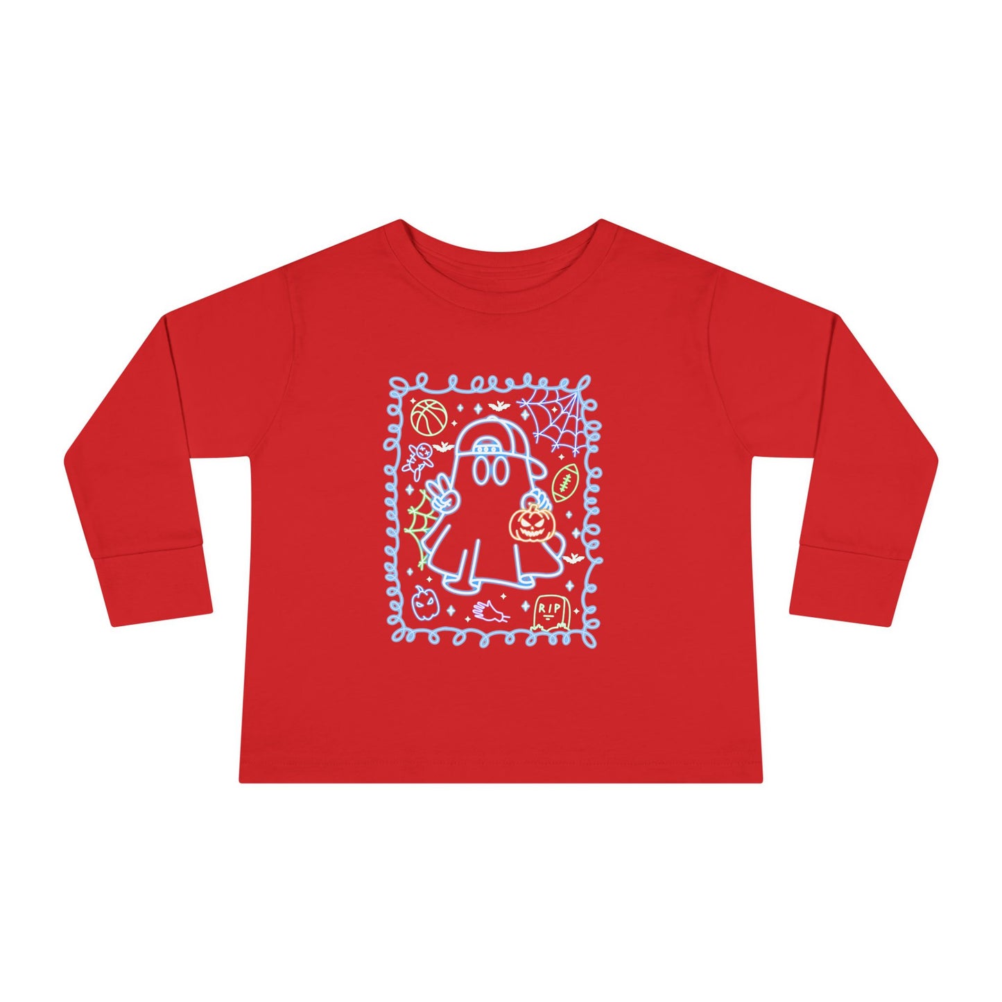T-Shirt Cute Ghost Toddler Long Sleeve Tee Halloween Gift Kids' Halloween Shirt Autumn Outfit Playful Toddler Clothing