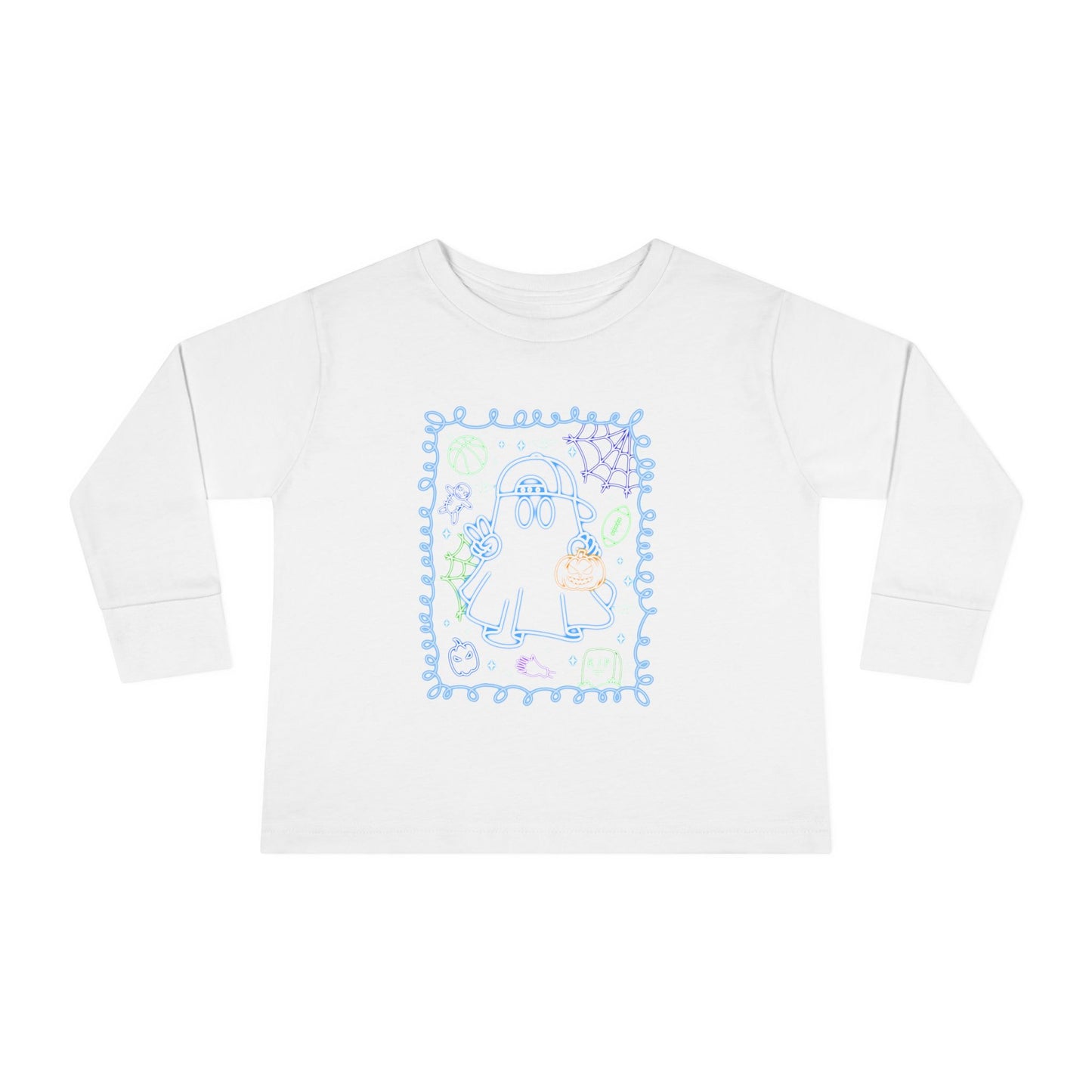 T-Shirt Cute Ghost Toddler Long Sleeve Tee Halloween Gift Kids' Halloween Shirt Autumn Outfit Playful Toddler Clothing
