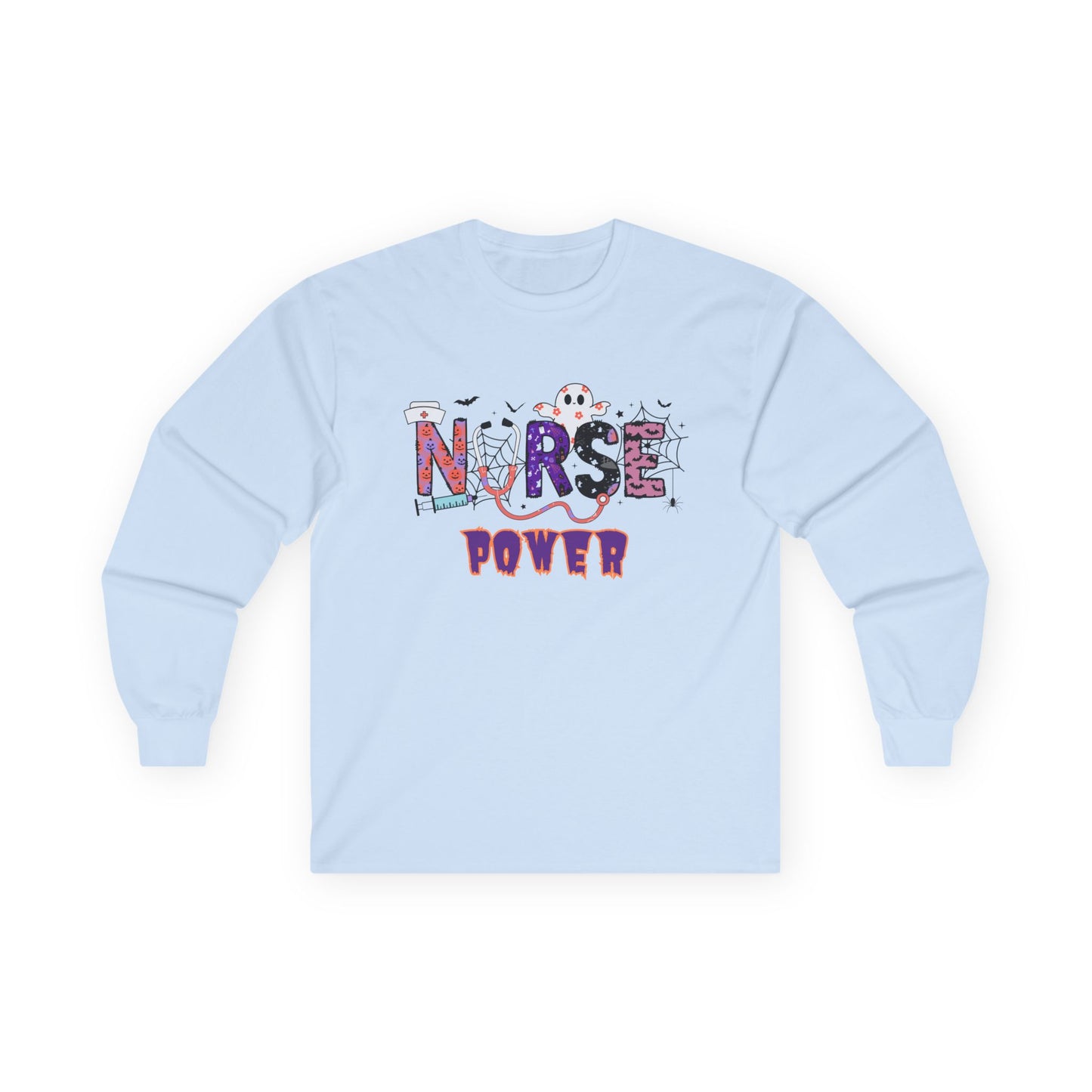 T-Shirt Nurse Power Long Sleeve Tee Unisex Shirt for Nurses Gift for Healthcare Workers Medical Appreciation Everyday Casual Wear