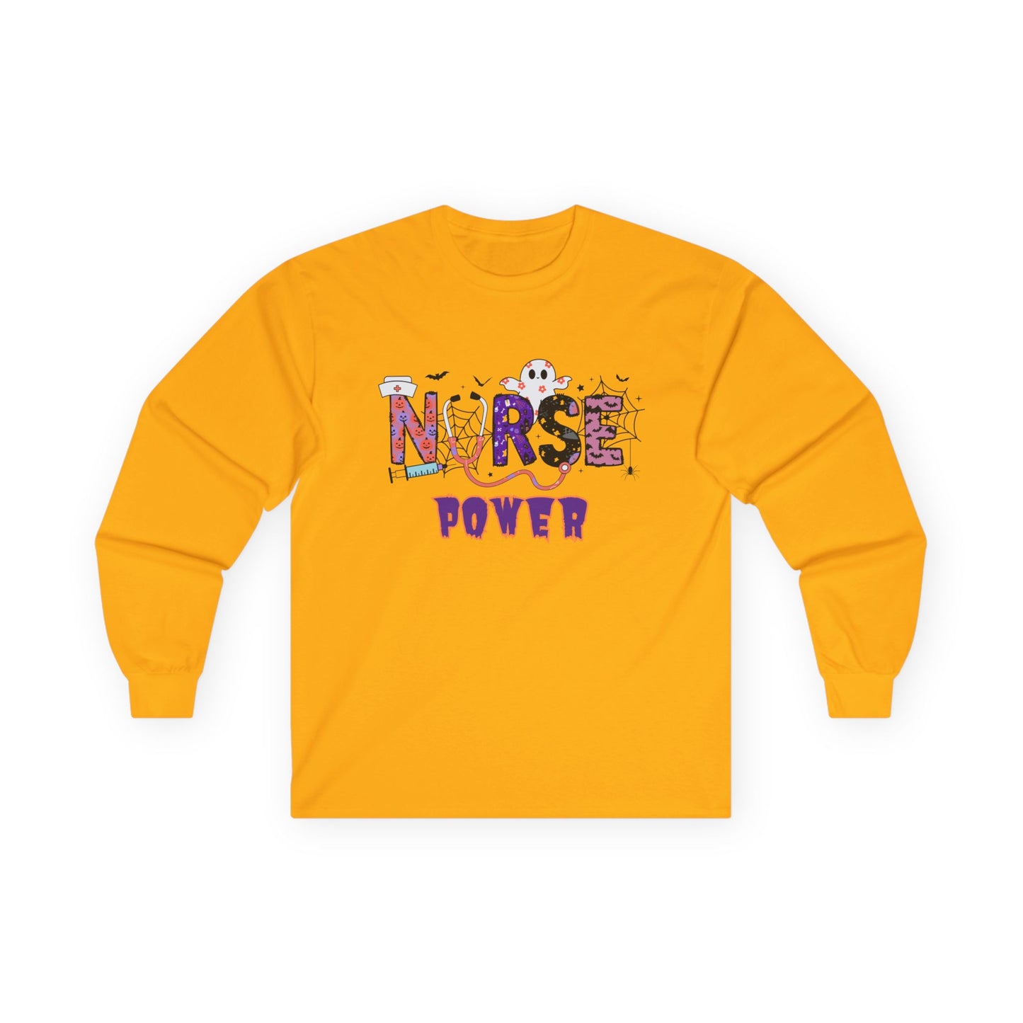 T-Shirt Nurse Power Long Sleeve Tee Unisex Shirt for Nurses Gift for Healthcare Workers Medical Appreciation Everyday Casual Wear