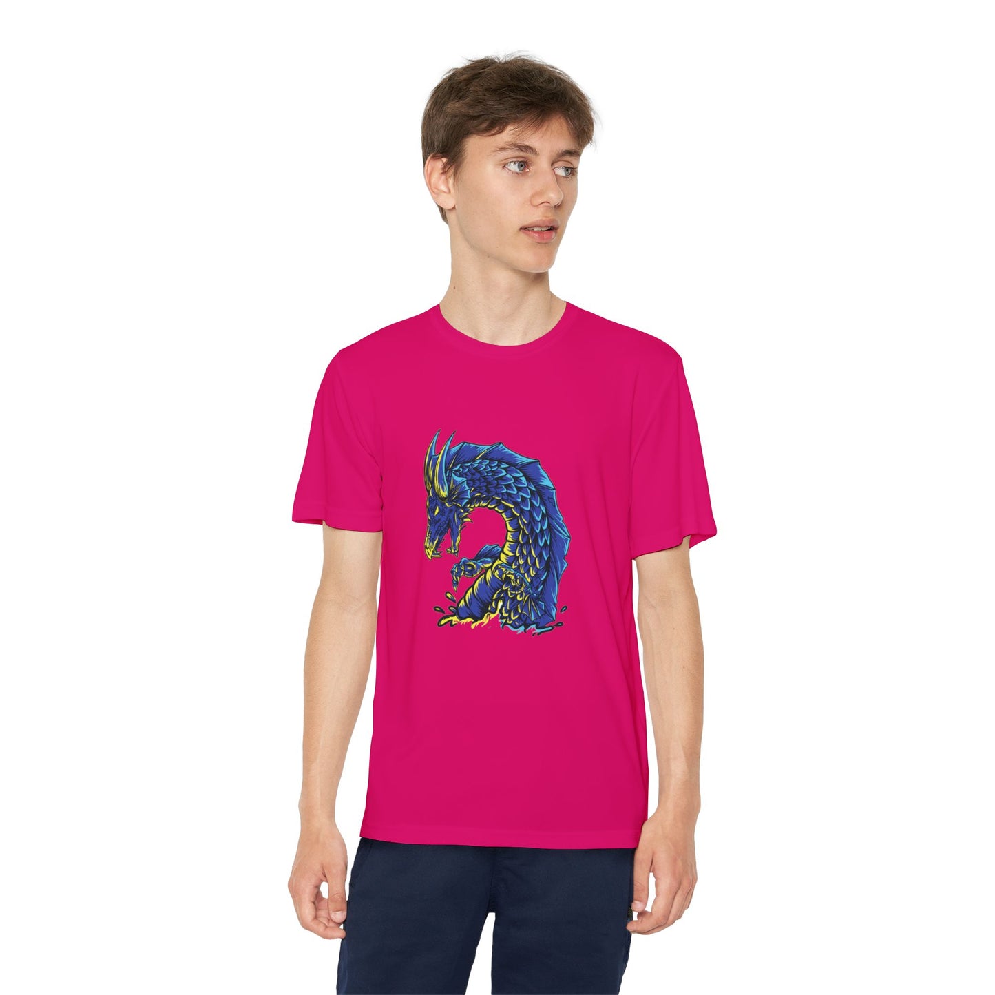 T-Shirt Youth Dragon Graphic Tee Competitive Spirit Shirt for Kids Epic Dragon Art Birthday Gift Sports Event Apparel