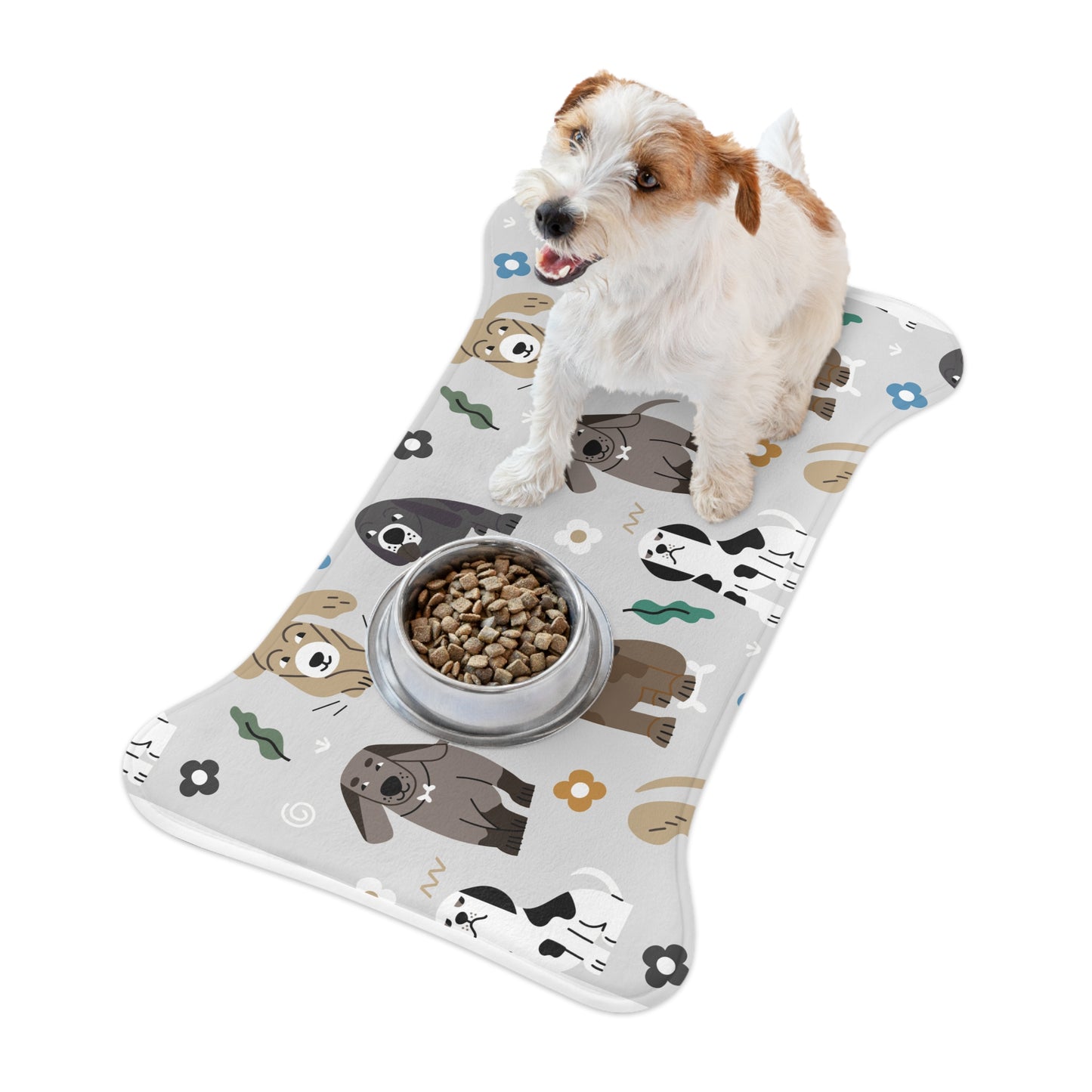 Pet Food Mat Cute Feeding Mat Pet Decor Animal Lover Gift Dog Themed Pet Supplies Bone Shape Food Mat None Slip Floor Protection
