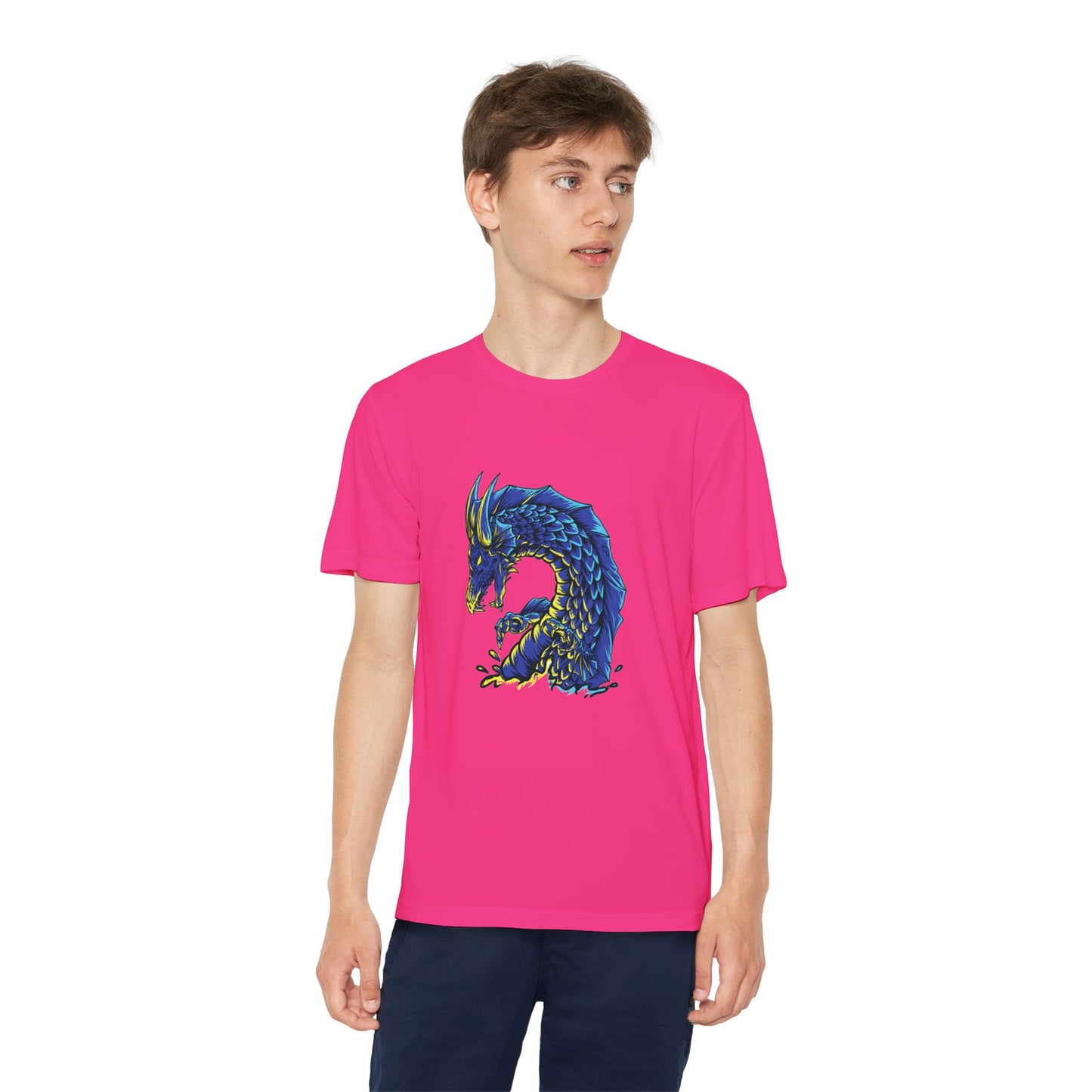 T-Shirt Youth Dragon Graphic Tee Competitive Spirit Shirt for Kids Epic Dragon Art Birthday Gift Sports Event Apparel