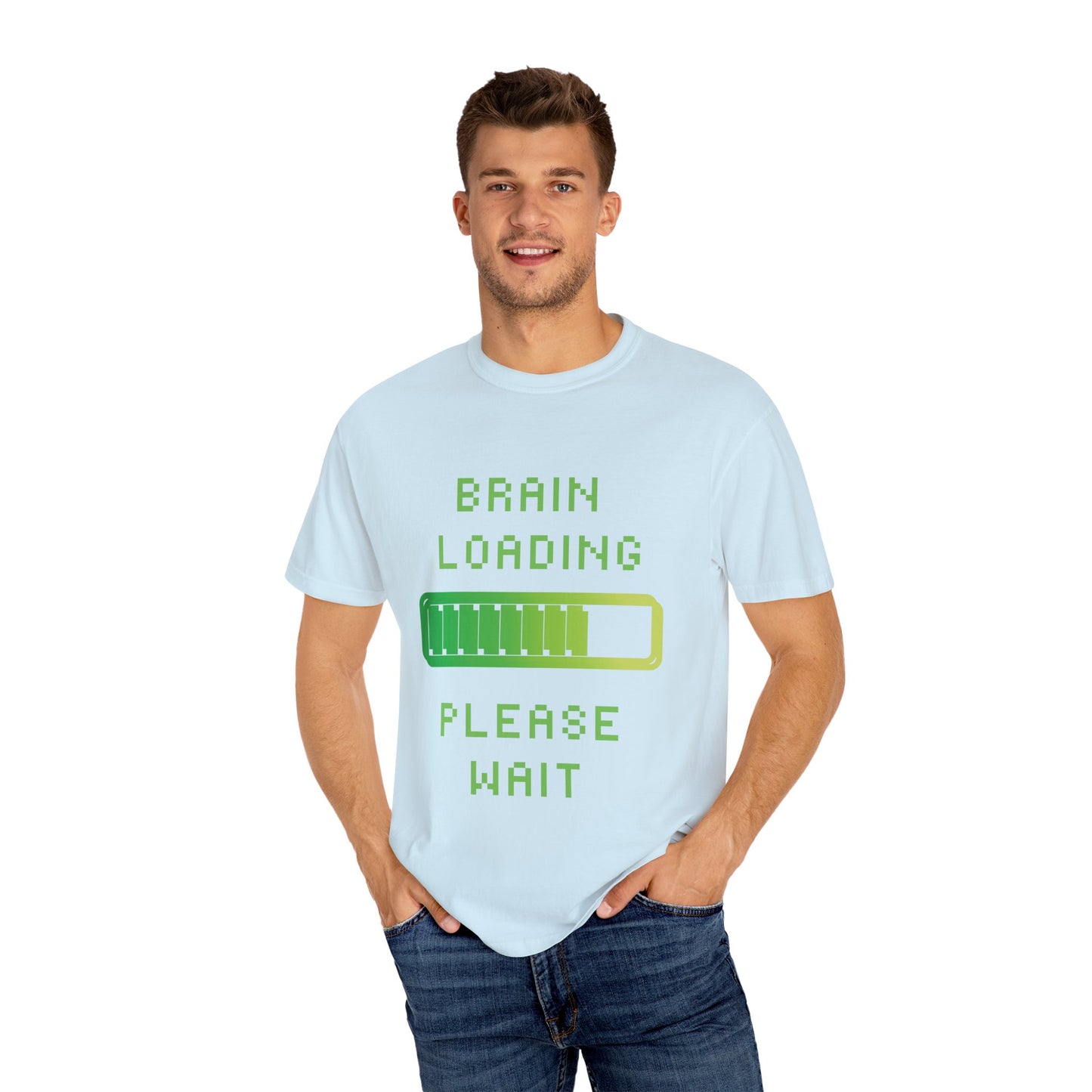 T-Shirt Loading Awareness T-Shirt - 8-bit Humor Gamer Gift Brain Loading Tee Unisex Graphic Shirt Quirky Humor Clothing