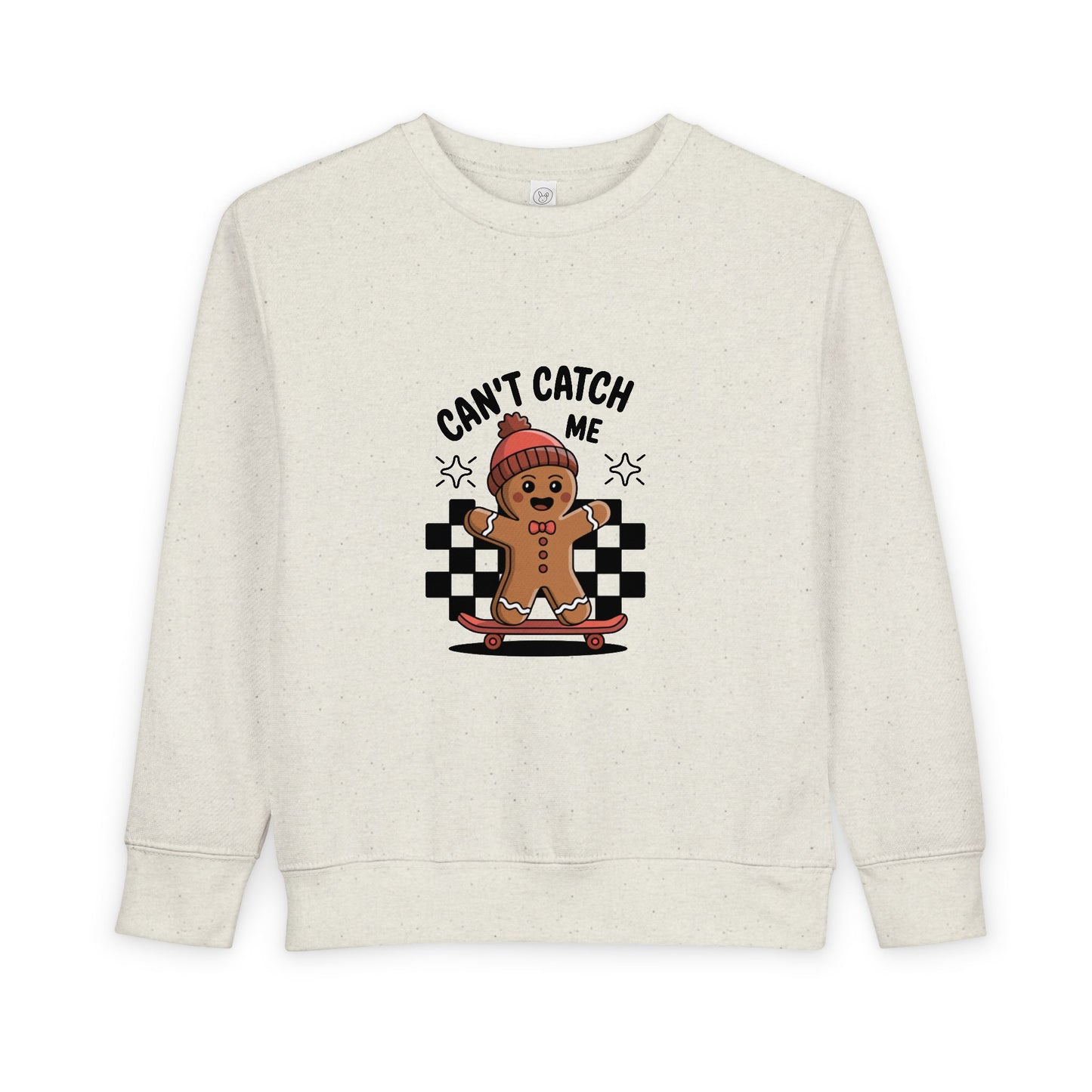 T-Shirt Playful Toddler Sweatshirt with 'Can’t Catch Me' Design Cute Kids Outfit Fun Holiday Gift Cozy Fall Wear Cheeky Gingerbread Sweater