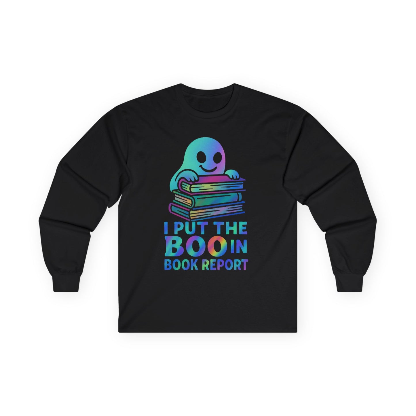 T-Shirt Whimsical Long Sleeve Tee for Book Lovers Halloween Shirt Cozy All-Seasons Top Fun Gift for Readers Book Report Humor Teacher Gift