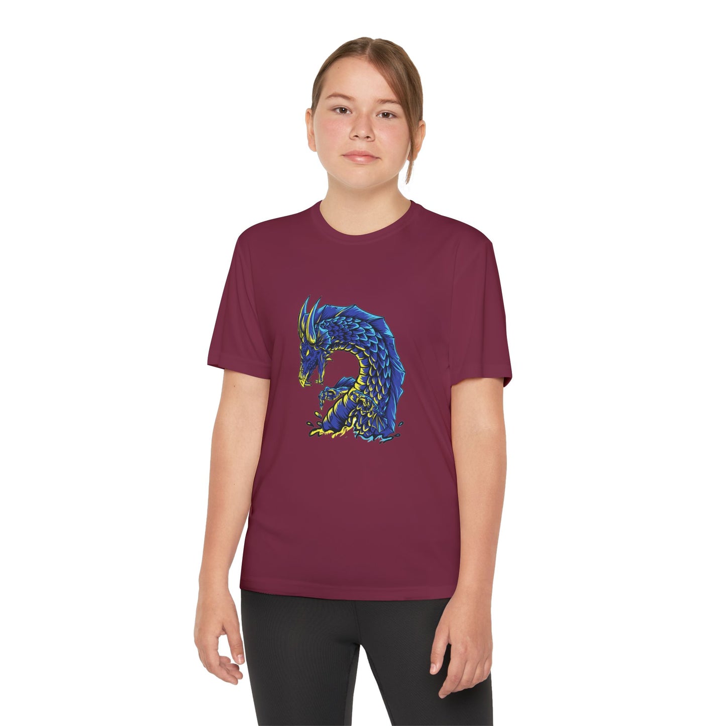 T-Shirt Youth Dragon Graphic Tee Competitive Spirit Shirt for Kids Epic Dragon Art Birthday Gift Sports Event Apparel