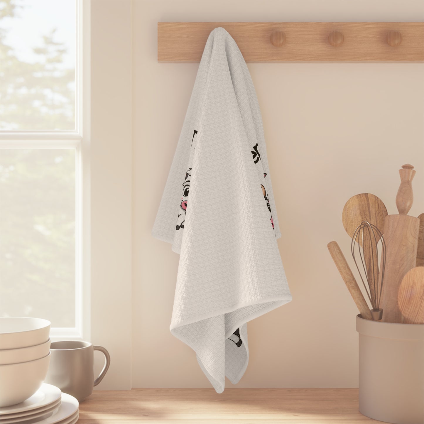 Tea Towel — "The Lord Is My Shepherd" Cute Cow Devotional Kitchen Towel