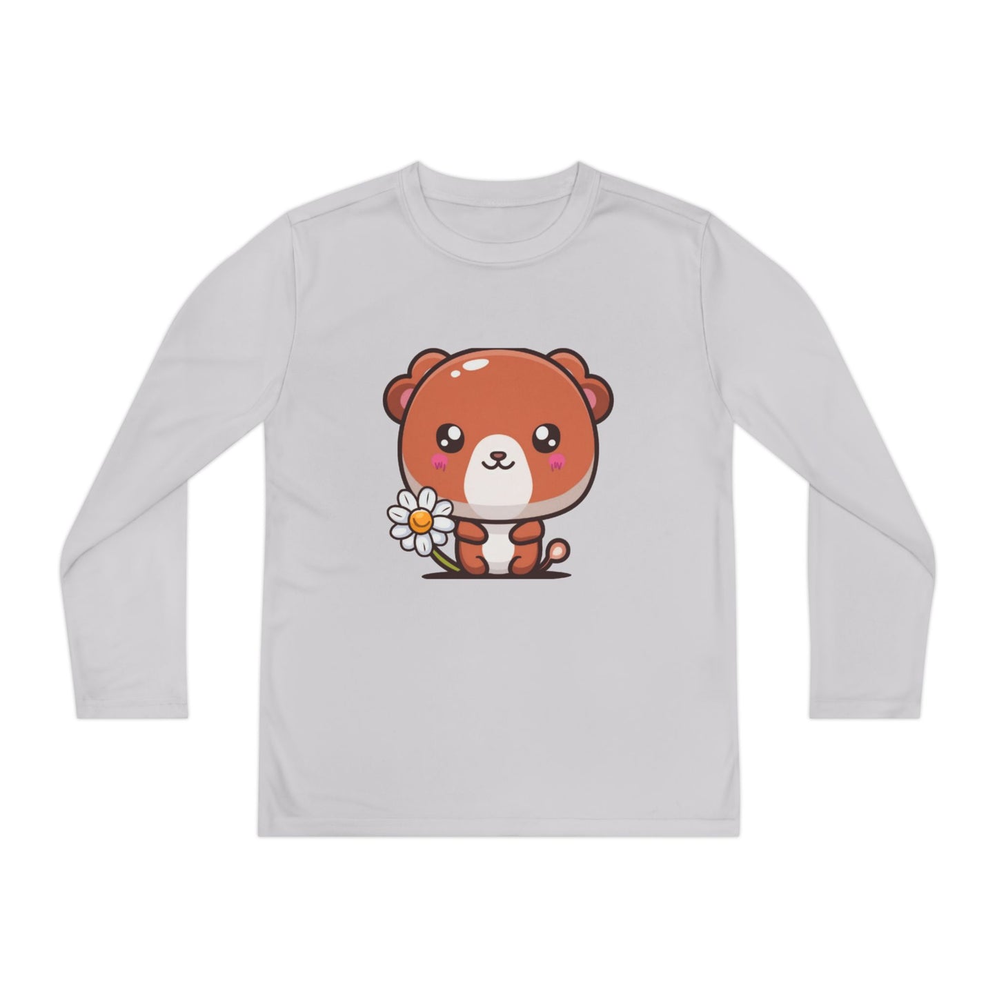 T-Shirt Cute Bear Youth Long Sleeve Competitor Tee Kids Bear Shirt Playful Tee for Boys and Girls Adorable Spring Apparel Gift