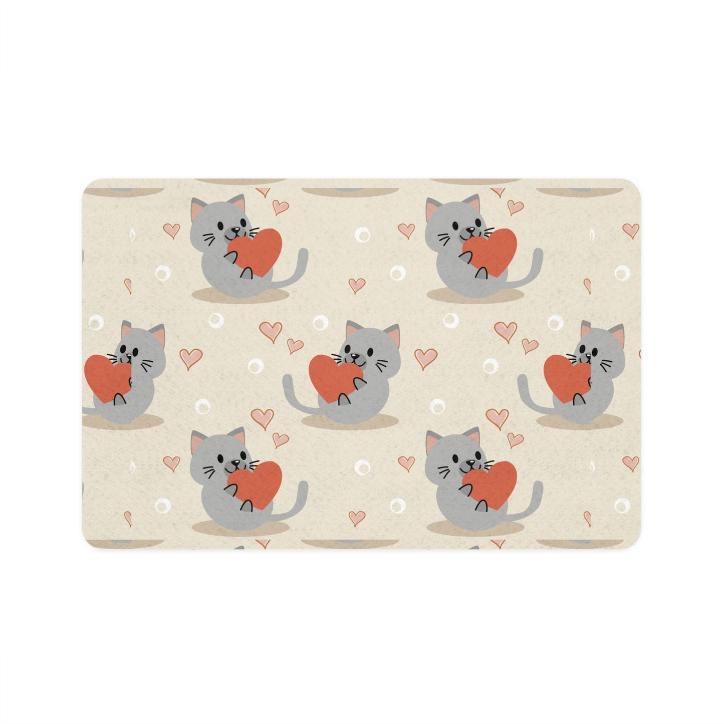 Pet Food Mat Cat Feeding Mat Heart Design Pet Place Mat Kitty Gift Cat or Dog Lovers Home Decor Non-Slip Dish Mat Cute Cat Love Food Mat