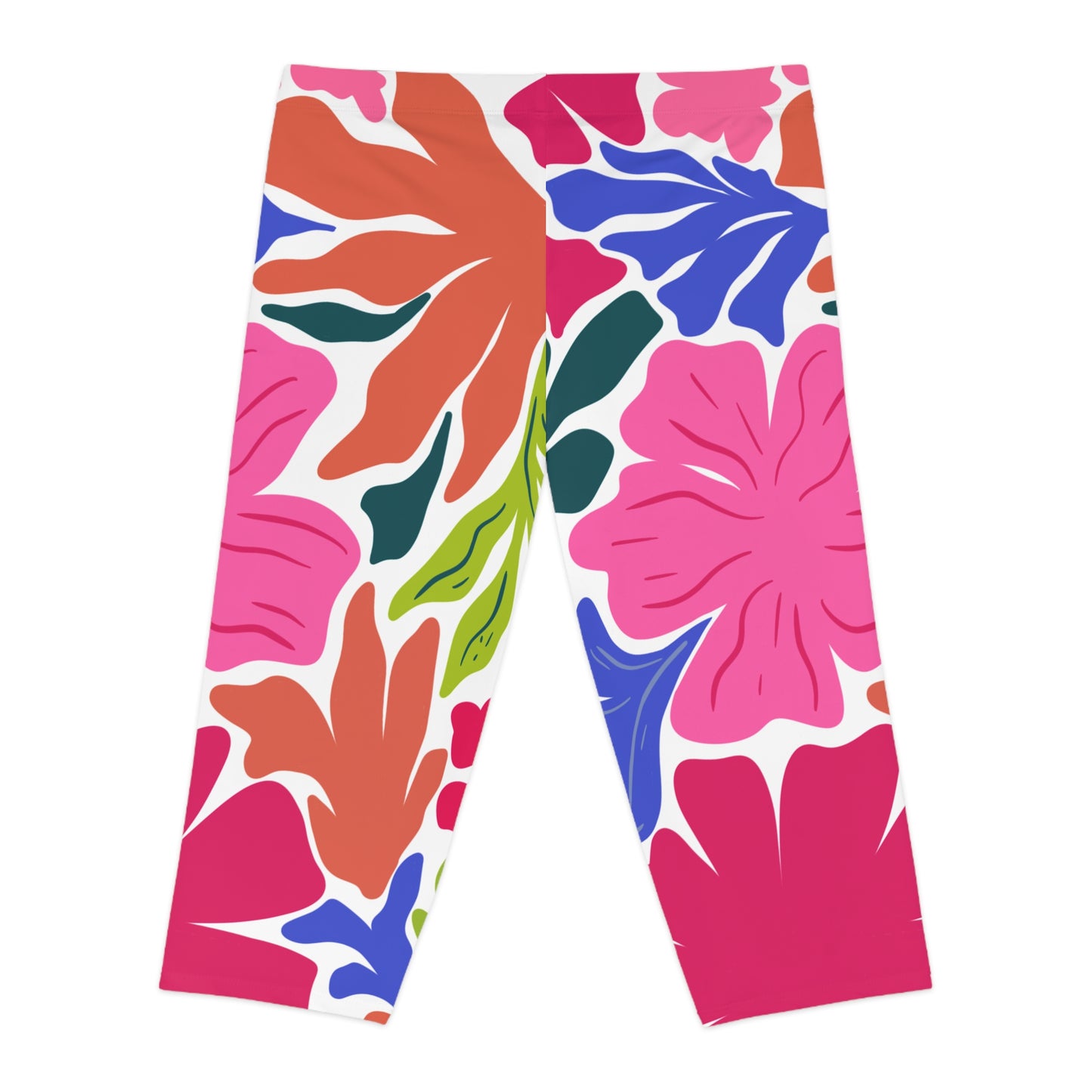 Capri Leggings Tropical Floral Capri Leggings Vibrant AOP Activewear for Summer Yoga Fitness Casual Wear Beach Retreat