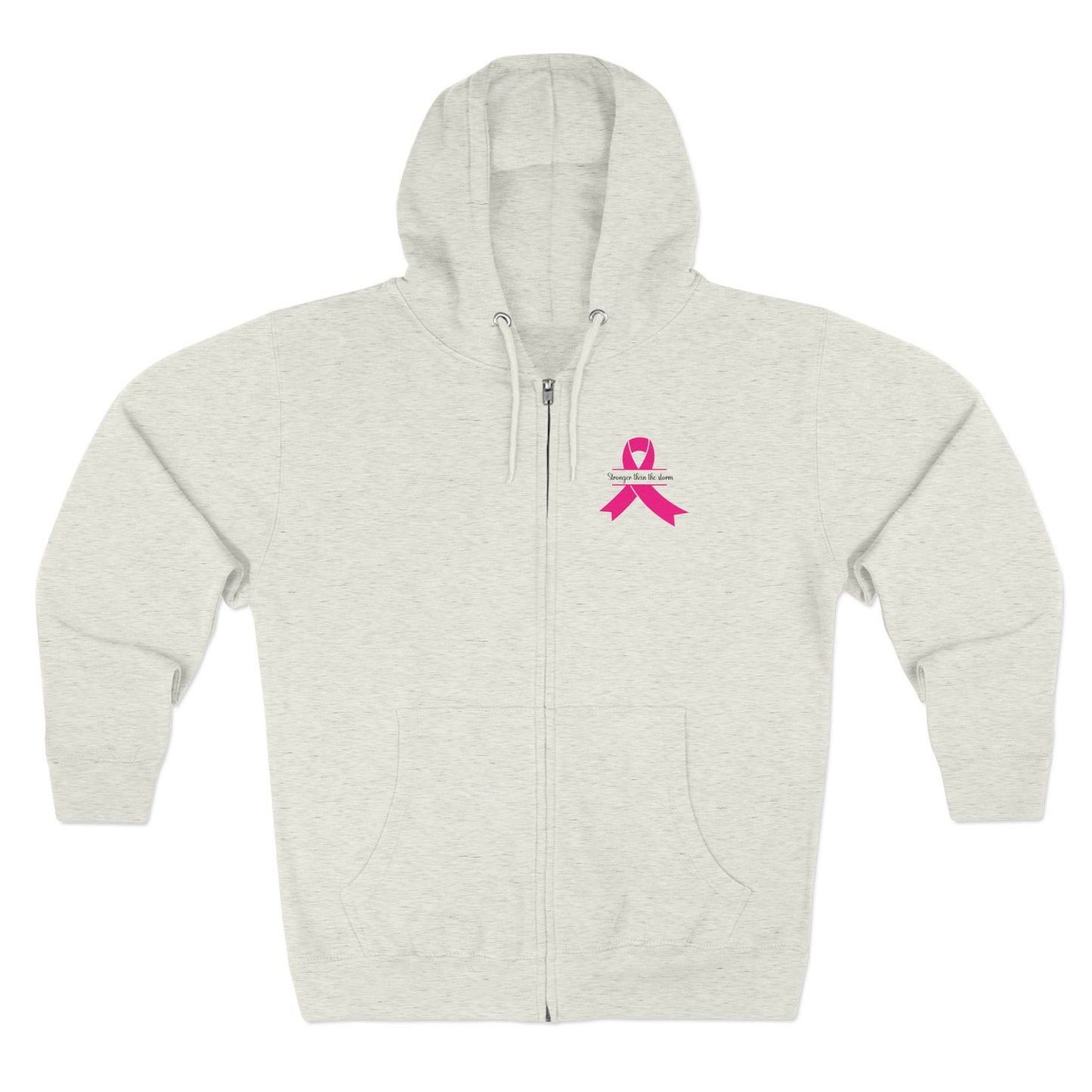 Sweatshirt Breast Cancer Awareness Unisex Zip Hoodie - Stronger Than The Storm Cool Weather Wear