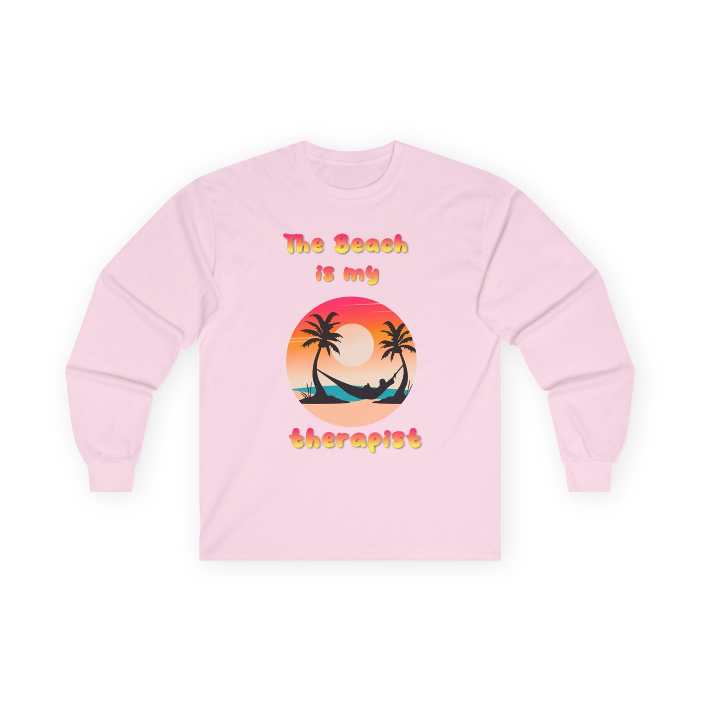 T-Shirt Beach Therapy Long Sleeve Tee Unisex Cotton Shirt for Beach Lovers Gifts for Vacation Summer Ocean Enthusiasts Relaxation