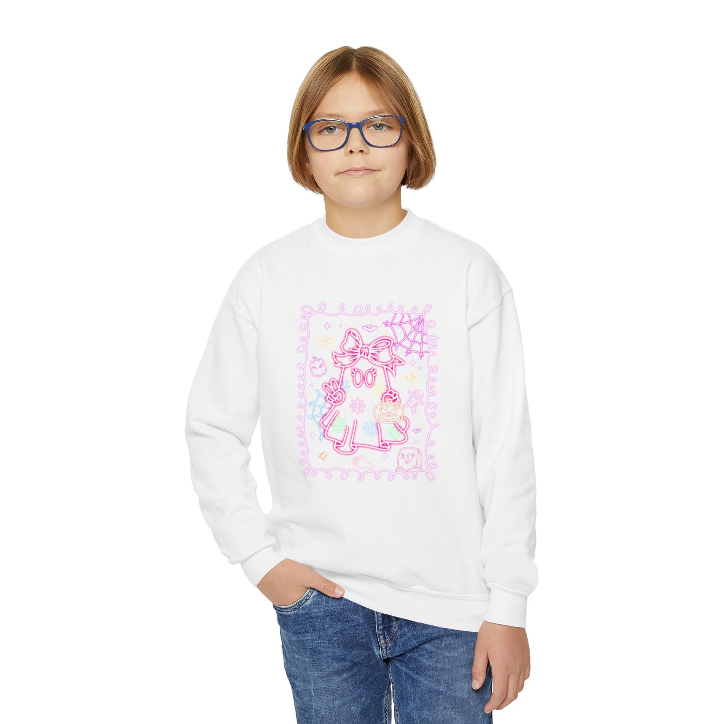 Sweatshirt Youth Crewneck Sweatshirt Cute Pastel Floral Design Cozy Gift for Kids Perfect for Birthdays Spring and Everyday Wear