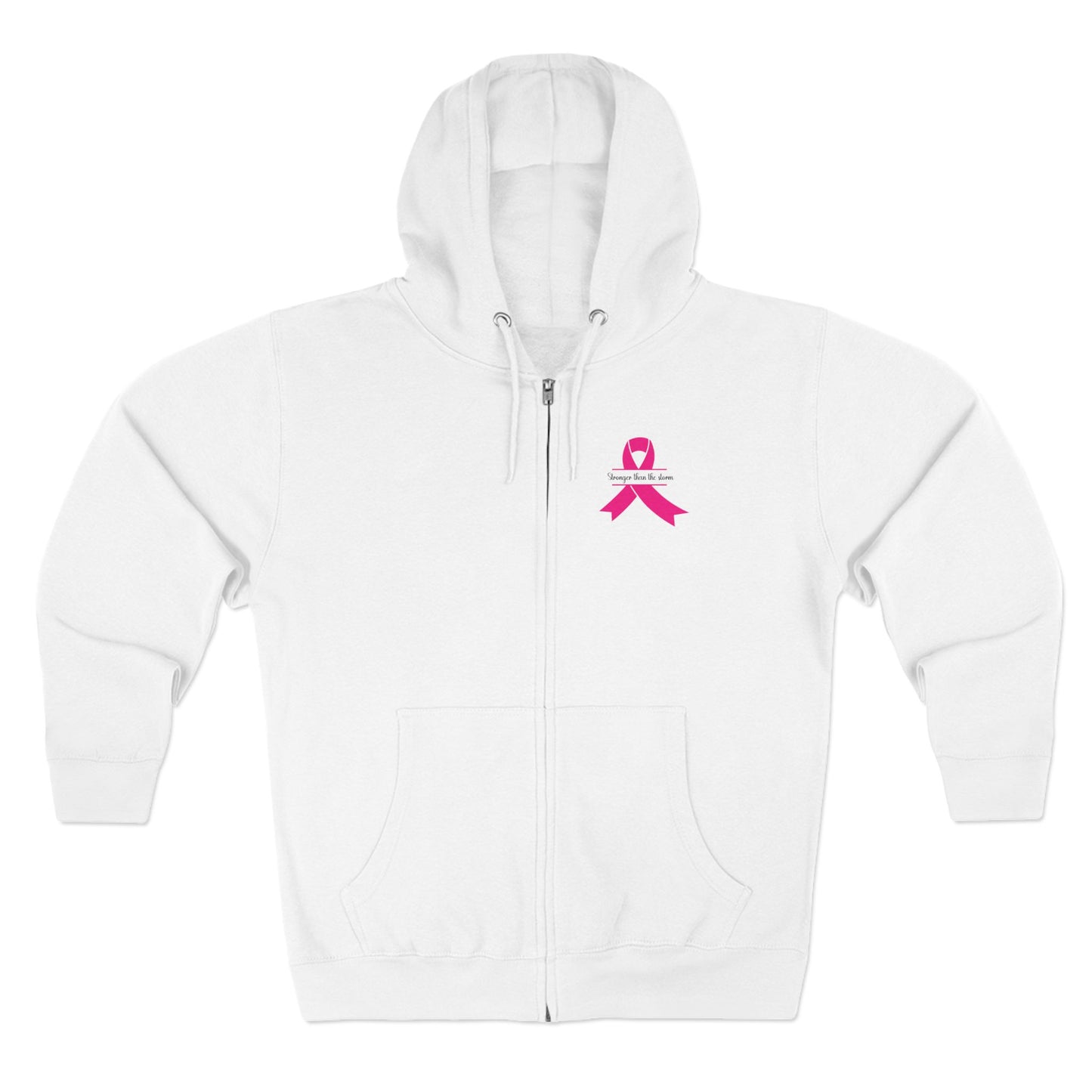 Sweatshirt Breast Cancer Awareness Unisex Zip Hoodie - Stronger Than The Storm Cool Weather Wear