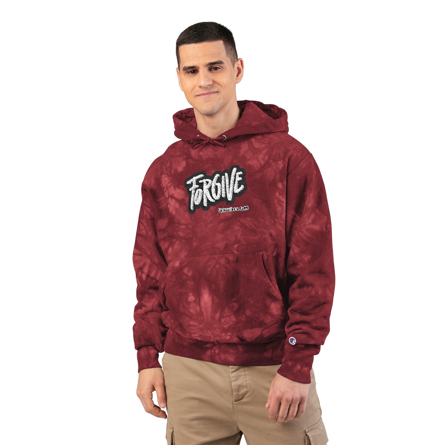 Forgive Tie-Dye Hoodie - Unisex Champion Sweatshirt, Cozy Gift, Casual Wear, Unique Style, Fashion Statement