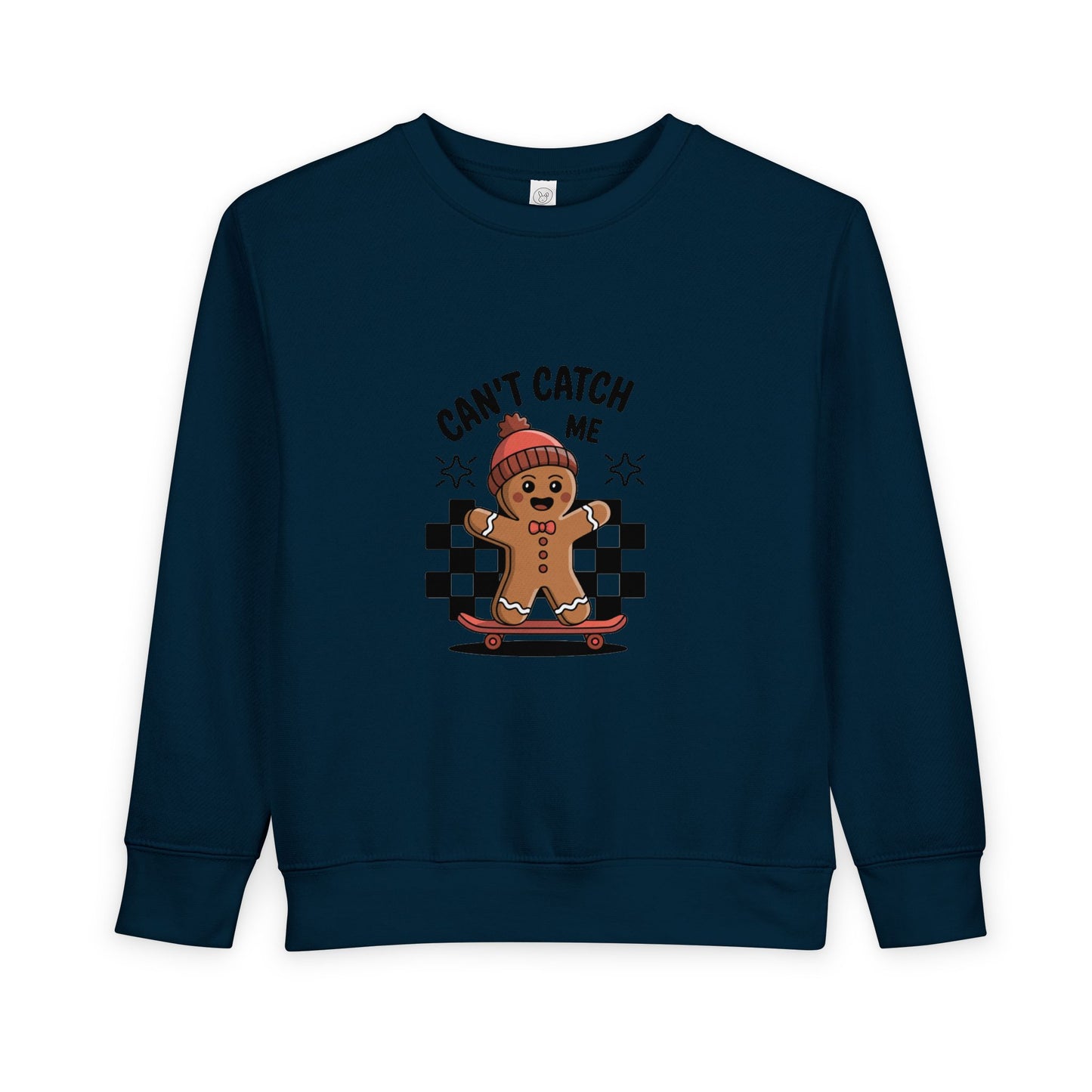 T-Shirt Playful Toddler Sweatshirt with 'Can’t Catch Me' Design Cute Kids Outfit Fun Holiday Gift Cozy Fall Wear Cheeky Gingerbread Sweater