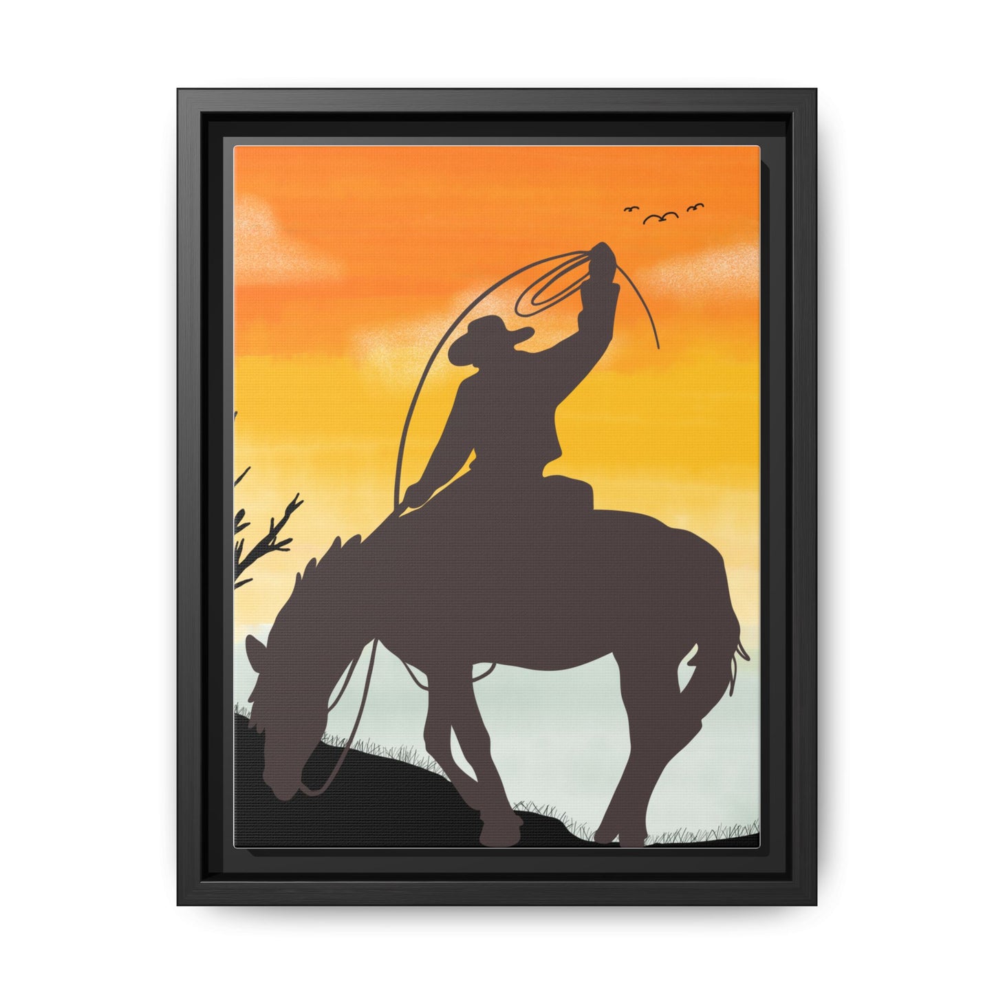 Framed Cowboy Rodeo Art Print Canvas Wall Decor Western Home Decor Rustic Cowboy Gift Equestrian Wall Art Country Themed Art Housewarming Gift