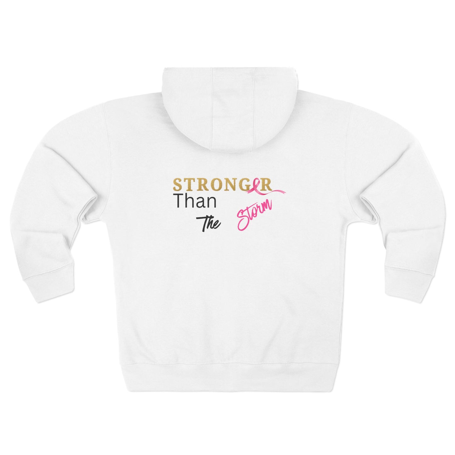 Sweatshirt Breast Cancer Awareness Unisex Zip Hoodie - Stronger Than The Storm Cool Weather Wear