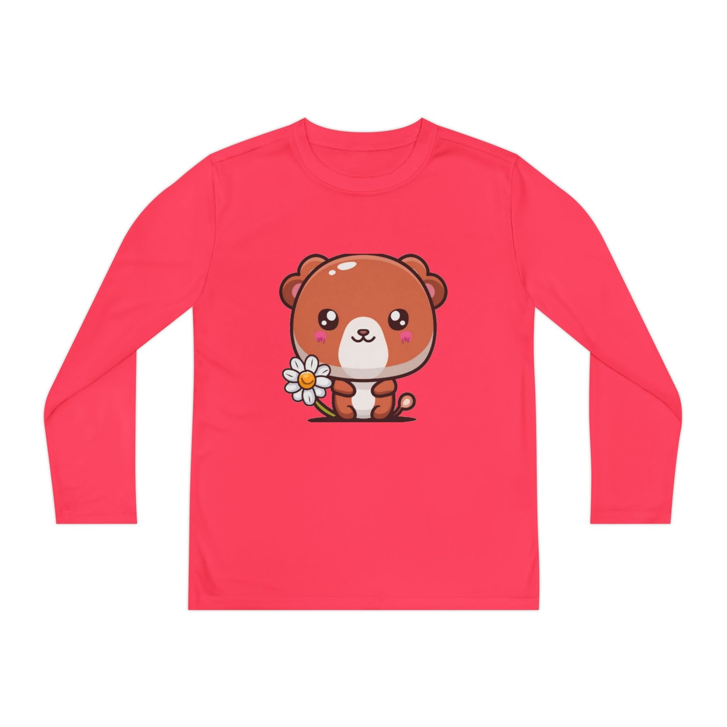 T-Shirt Cute Bear Youth Long Sleeve Competitor Tee Kids Bear Shirt Playful Tee for Boys and Girls Adorable Spring Apparel Gift